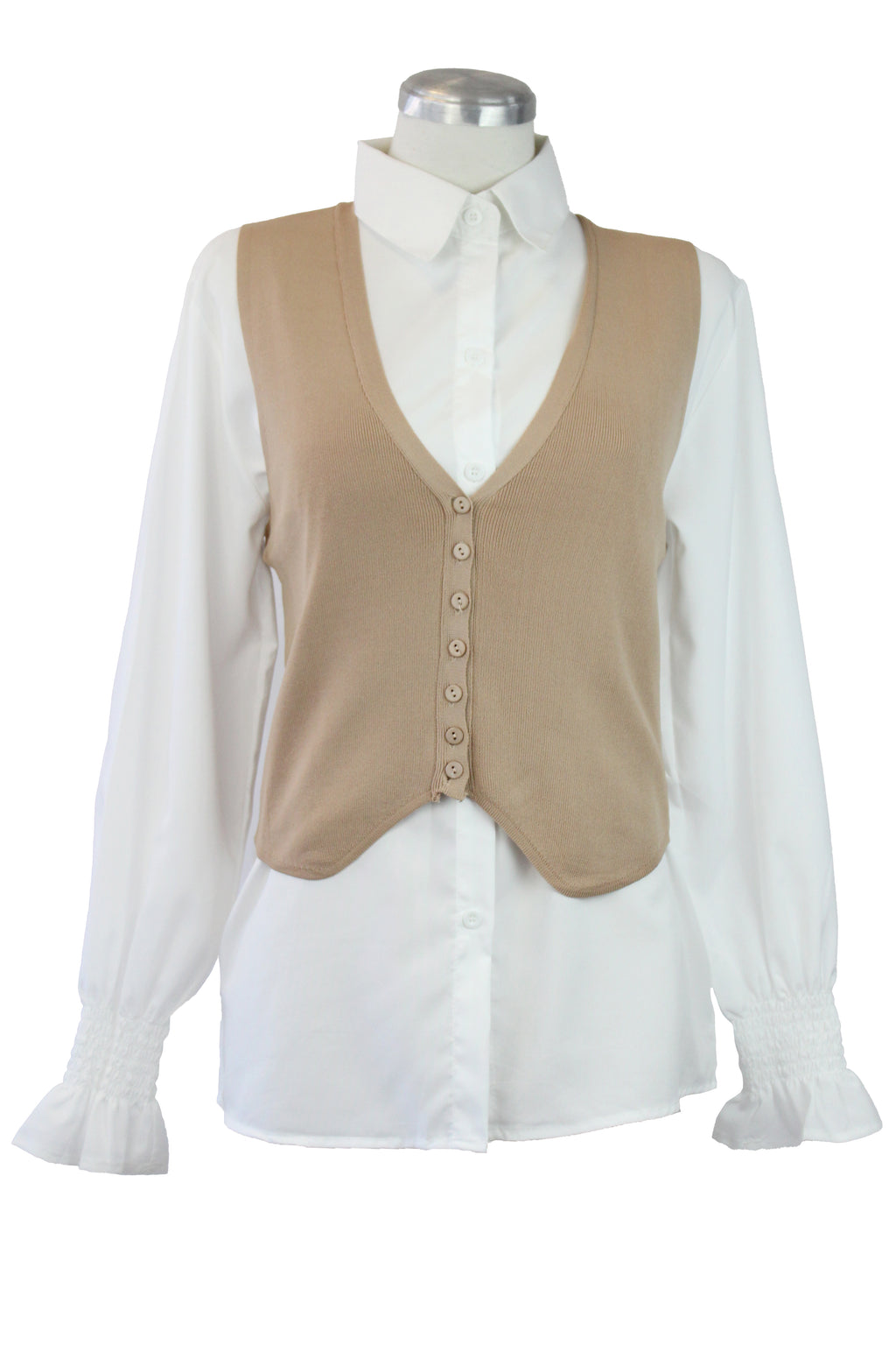 QQ820 Conjunto chaleco con camisa lisa