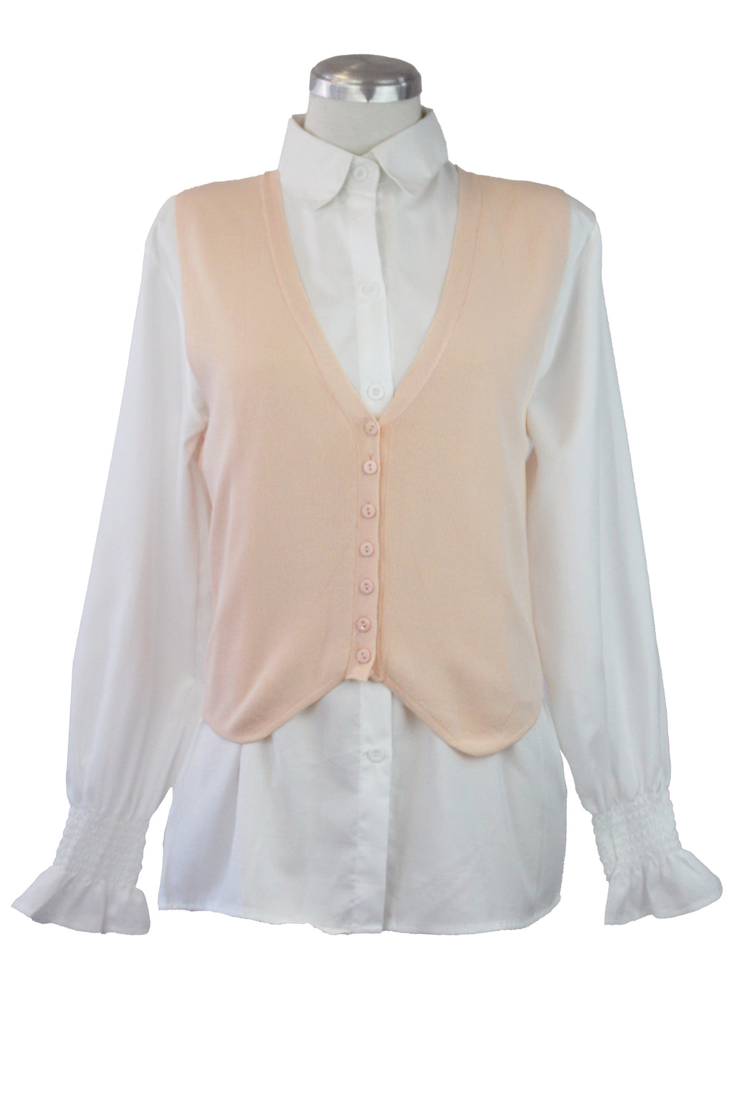 QQ820 Conjunto chaleco con camisa lisa