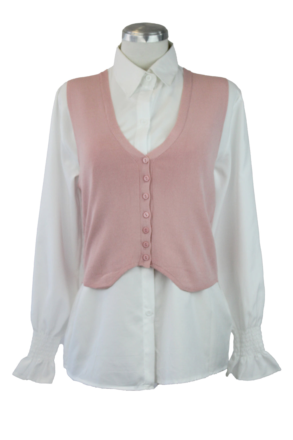QQ820 Conjunto chaleco con camisa lisa