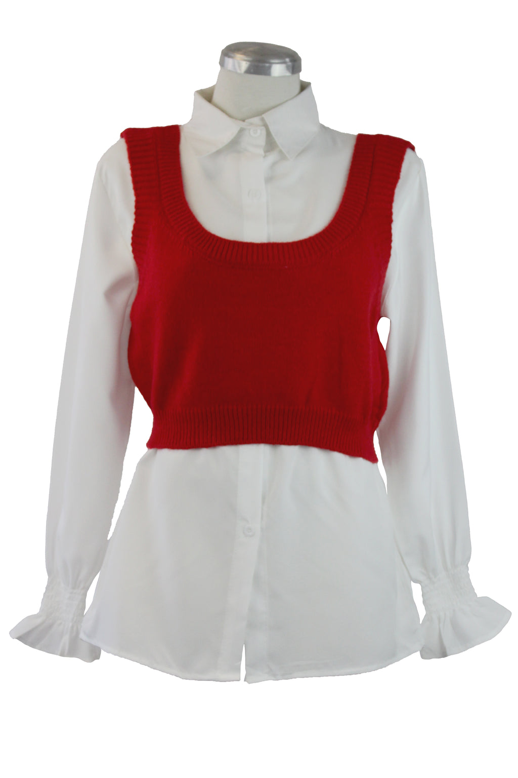 QQ736 Conjunto Camisa con chaleco corto