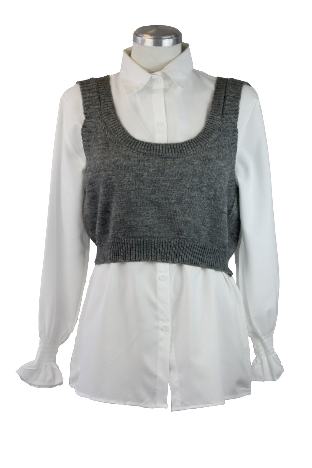 QQ736 Conjunto Camisa con chaleco corto