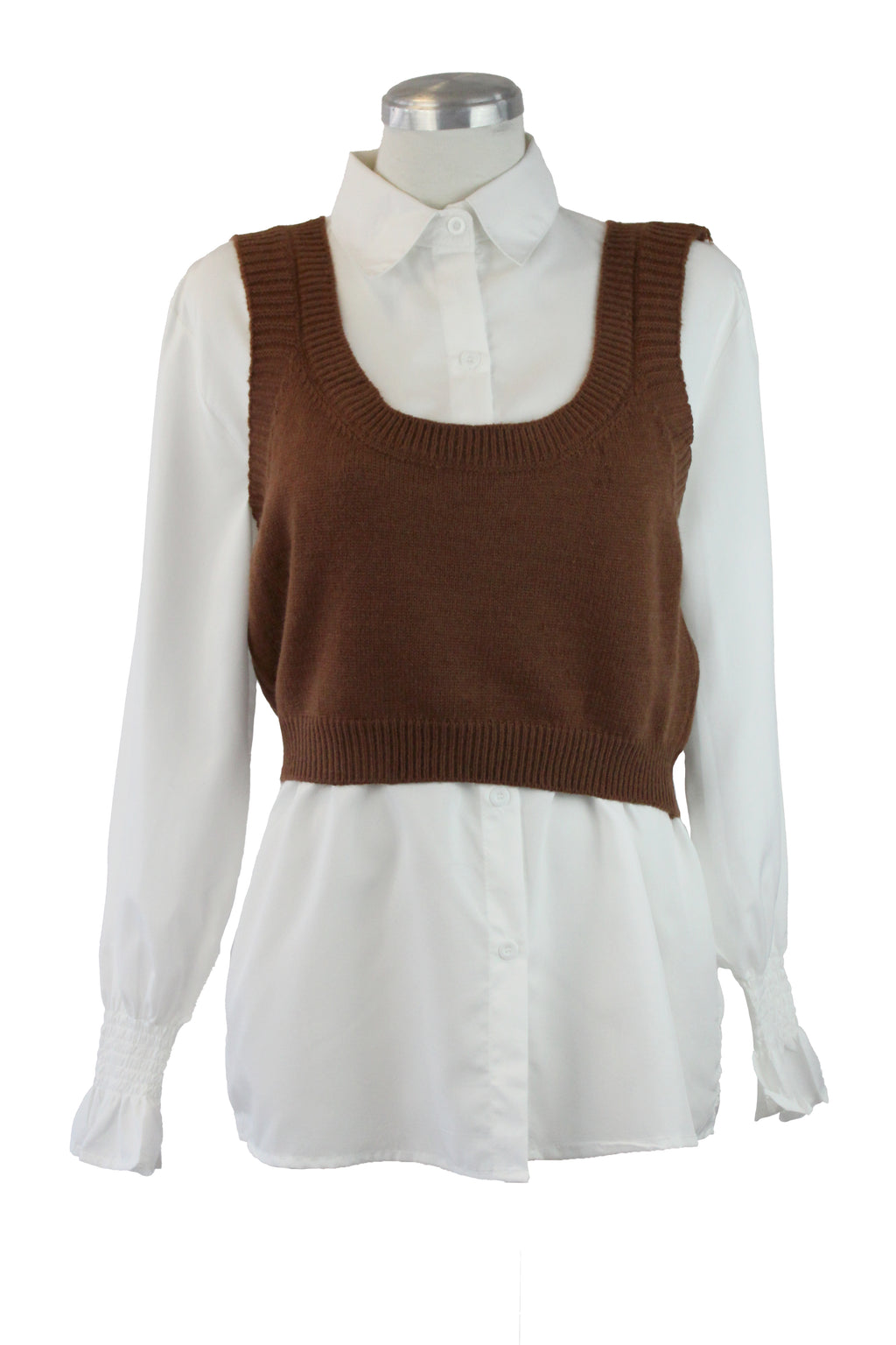 QQ736 Conjunto Camisa con chaleco corto