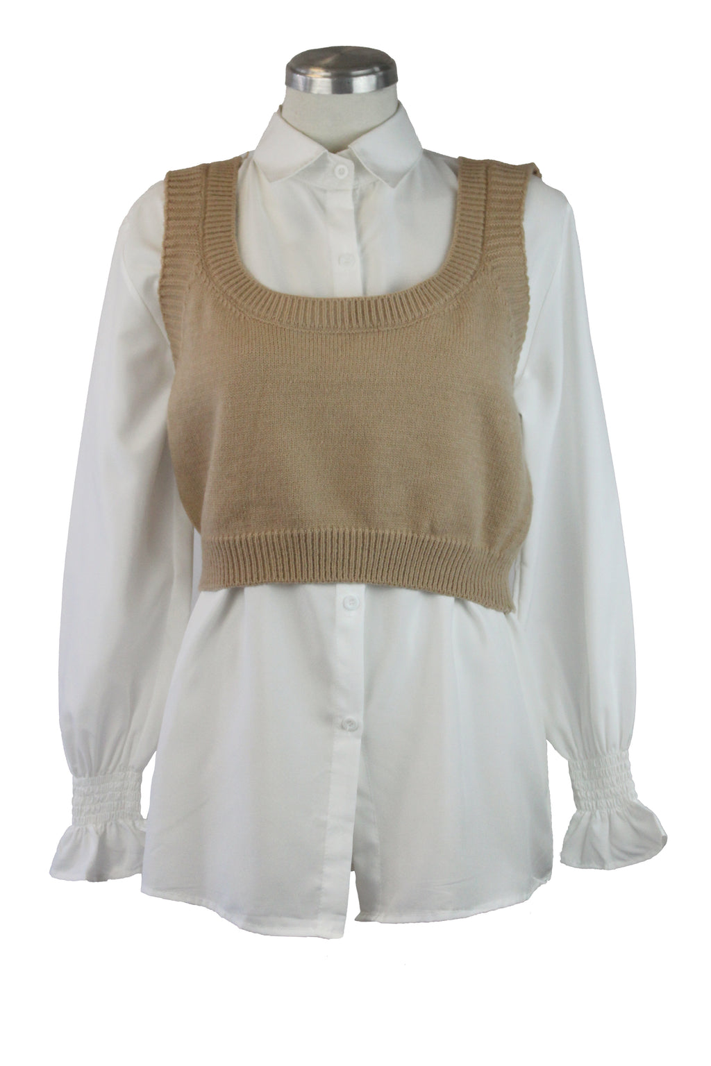 QQ736 Conjunto Camisa con chaleco corto