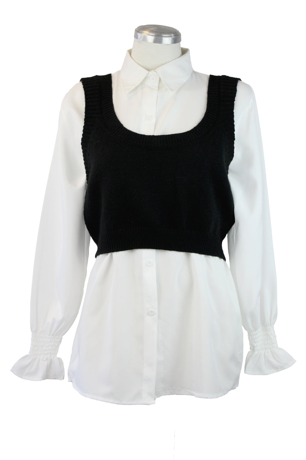 QQ736 Conjunto Camisa con chaleco corto