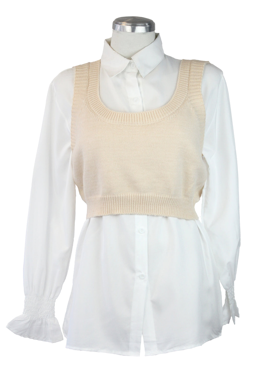 QQ736 Conjunto Camisa con chaleco corto