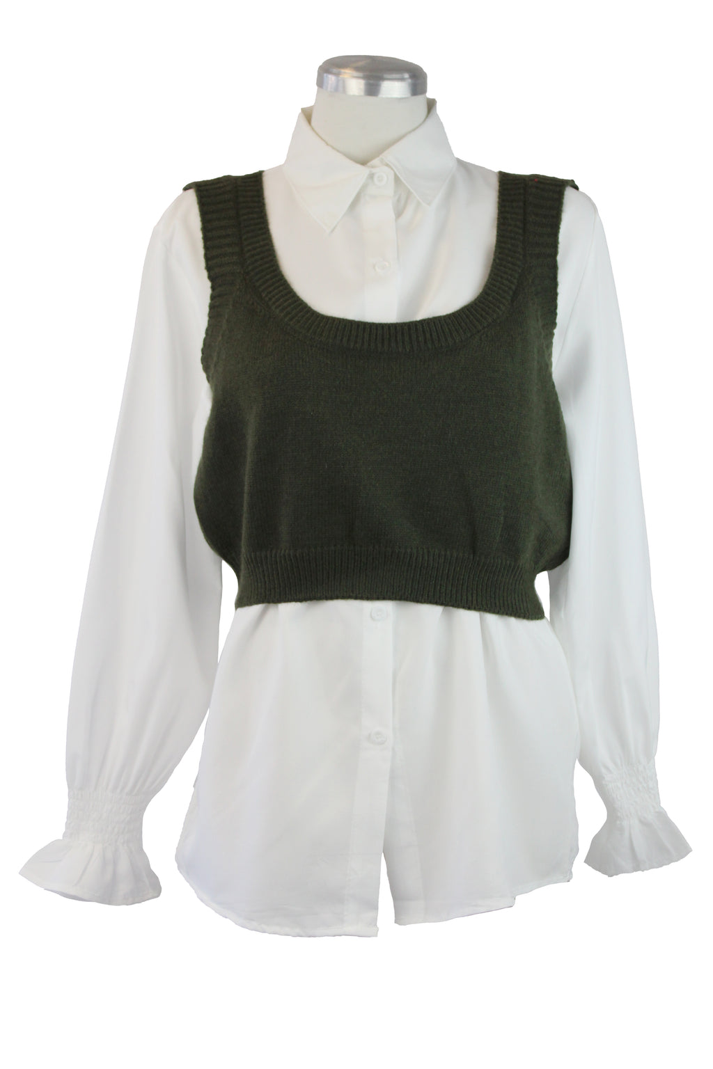 QQ736 Conjunto Camisa con chaleco corto