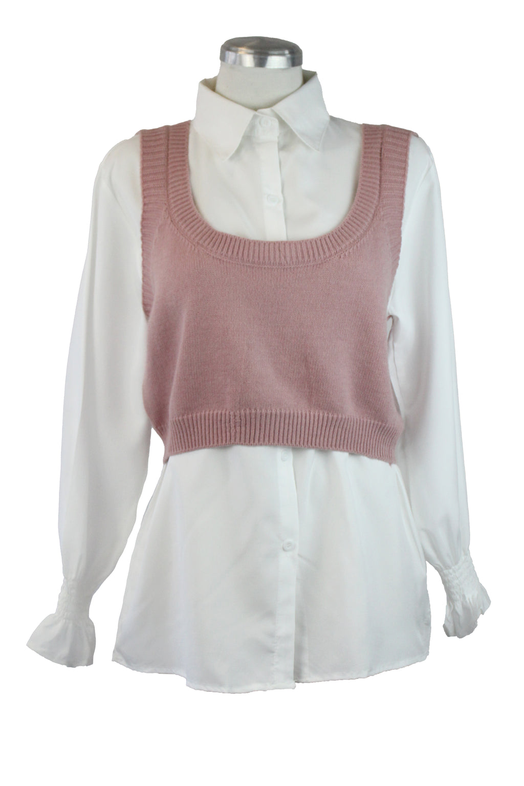 QQ736 Conjunto Camisa con chaleco corto