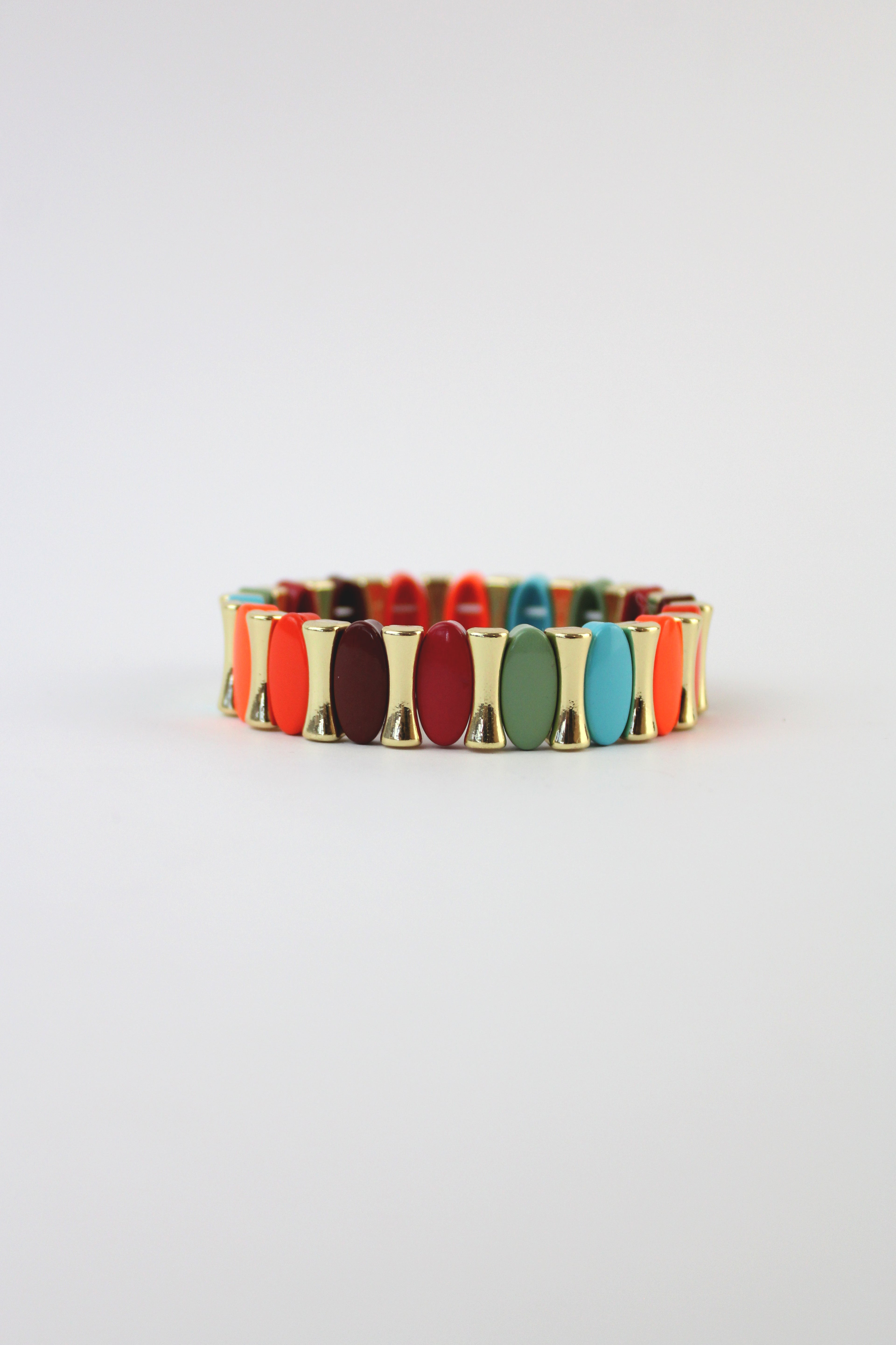 P274624 Pulsera Elastica Ovalos y Huesitos Colores