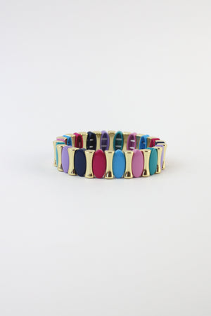 P274624 Pulsera Elastica Ovalos y Huesitos Colores