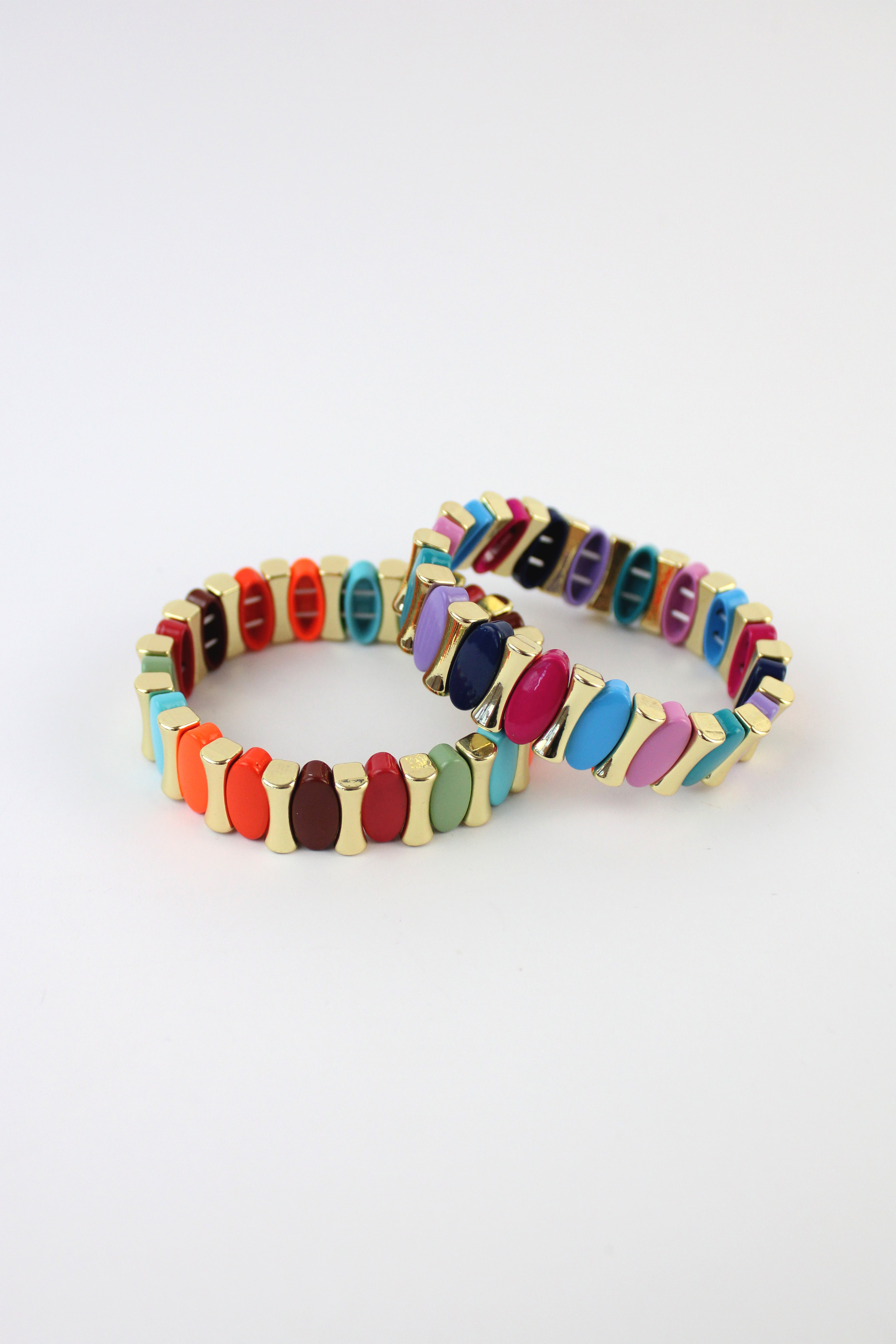 P274624 Pulsera Elastica Ovalos y Huesitos Colores