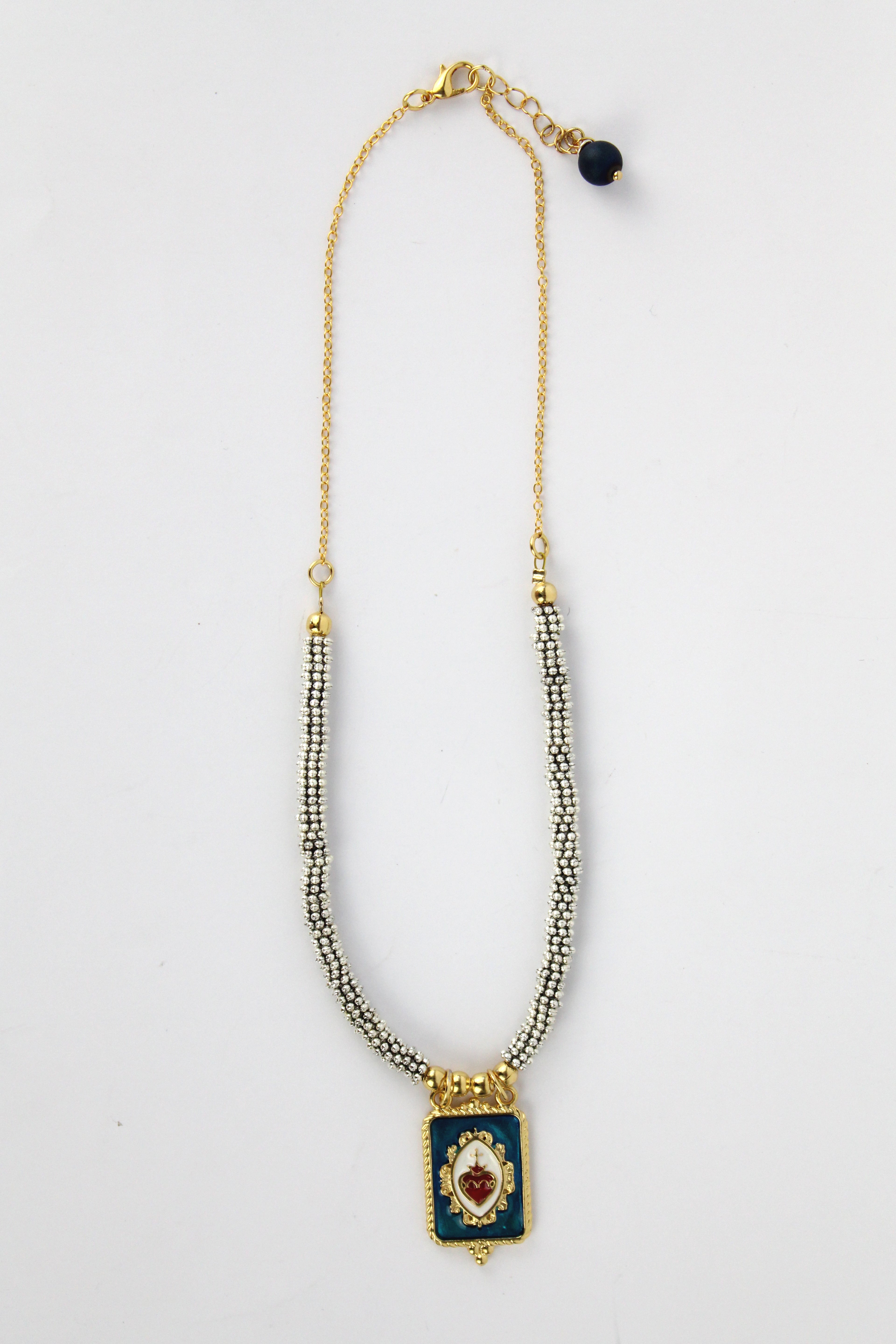 PC01 Collar bolitas dije sagrado corazón