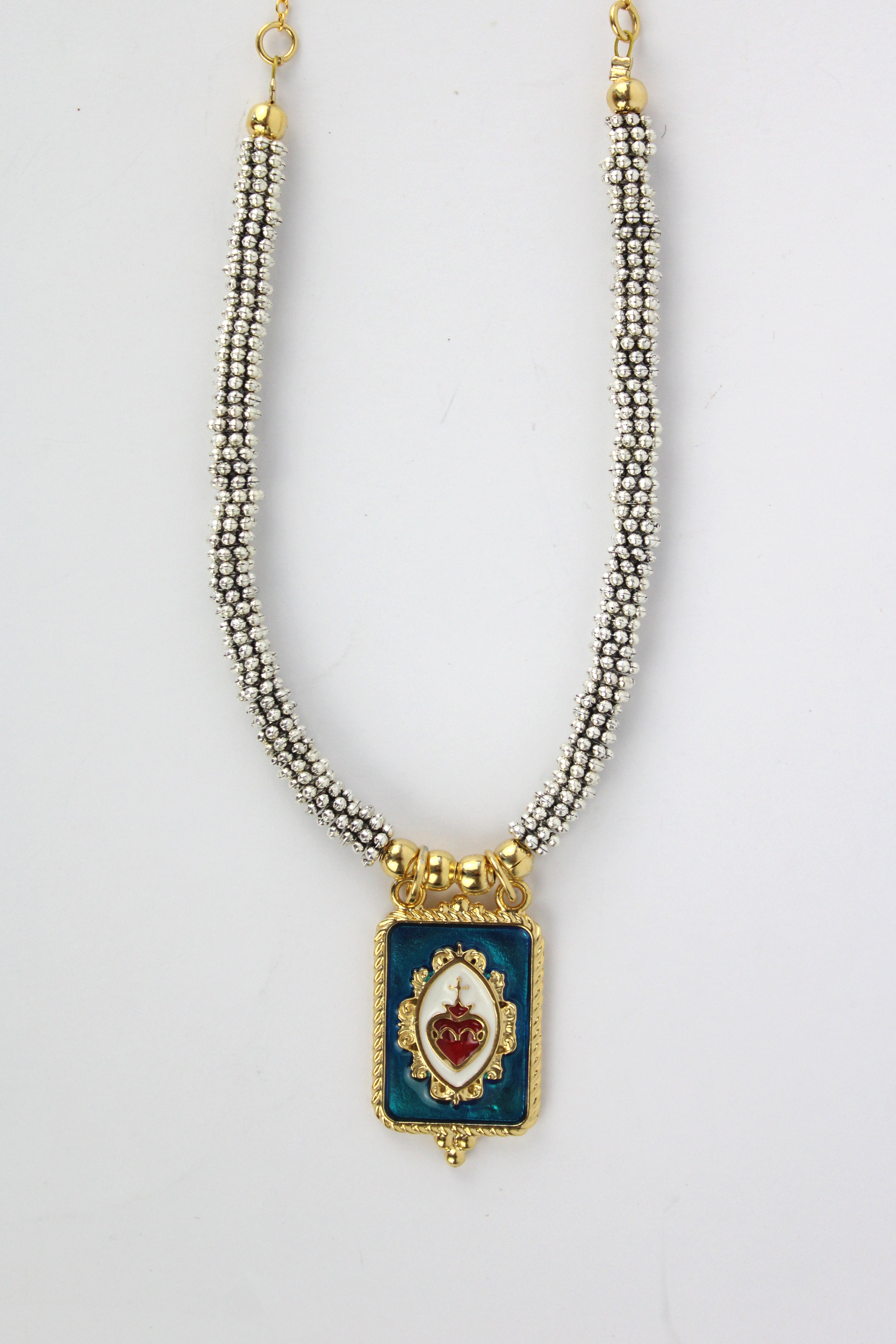 PC01 Collar bolitas dije sagrado corazón