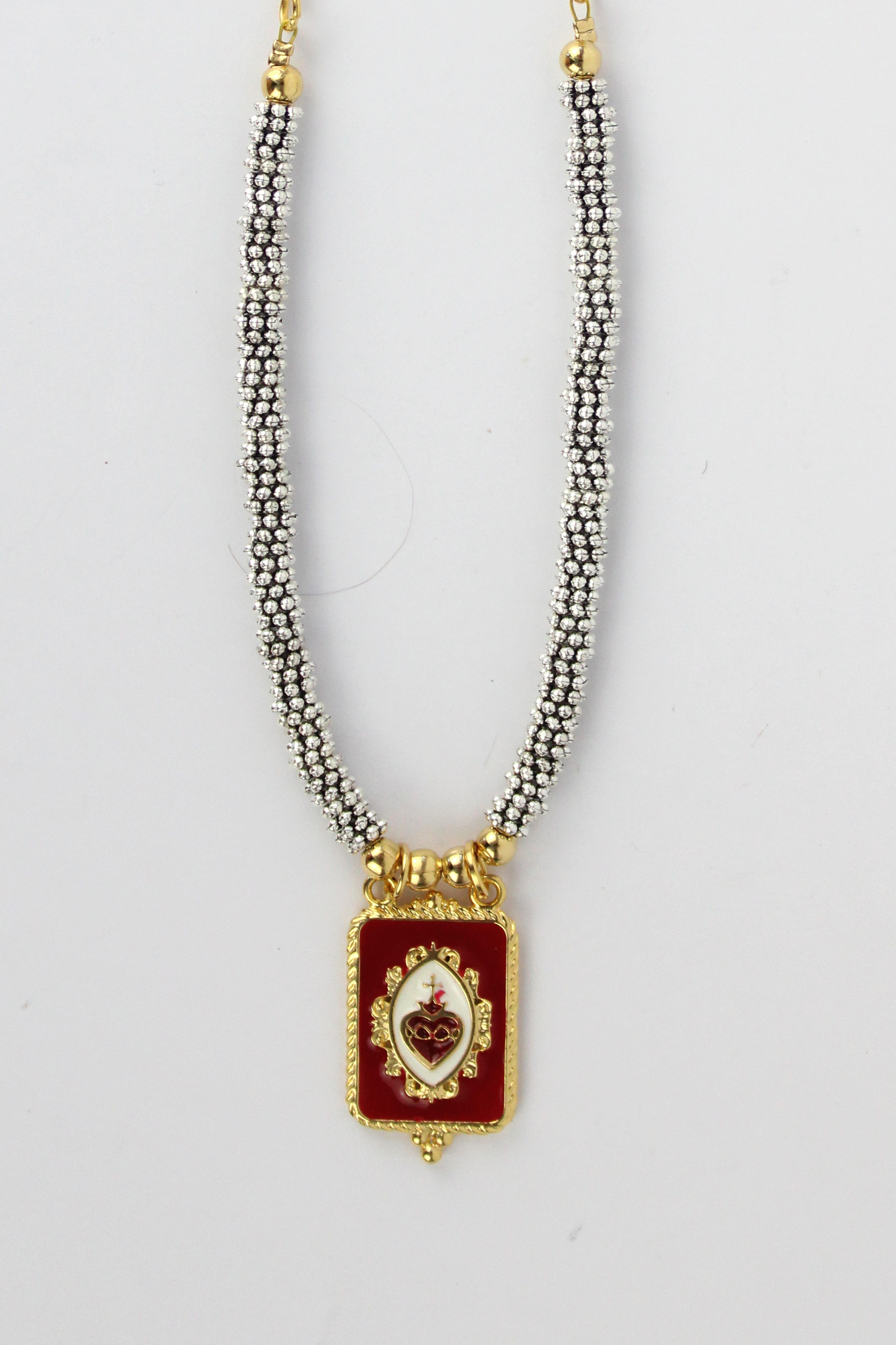 PC01 Collar bolitas dije sagrado corazón