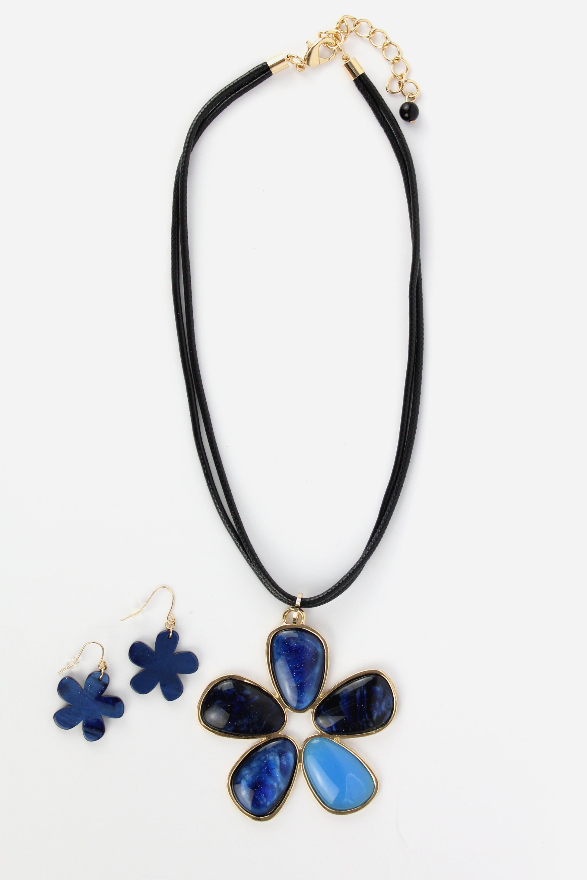 PC03 Collar cuerda flor piedra marmoleada