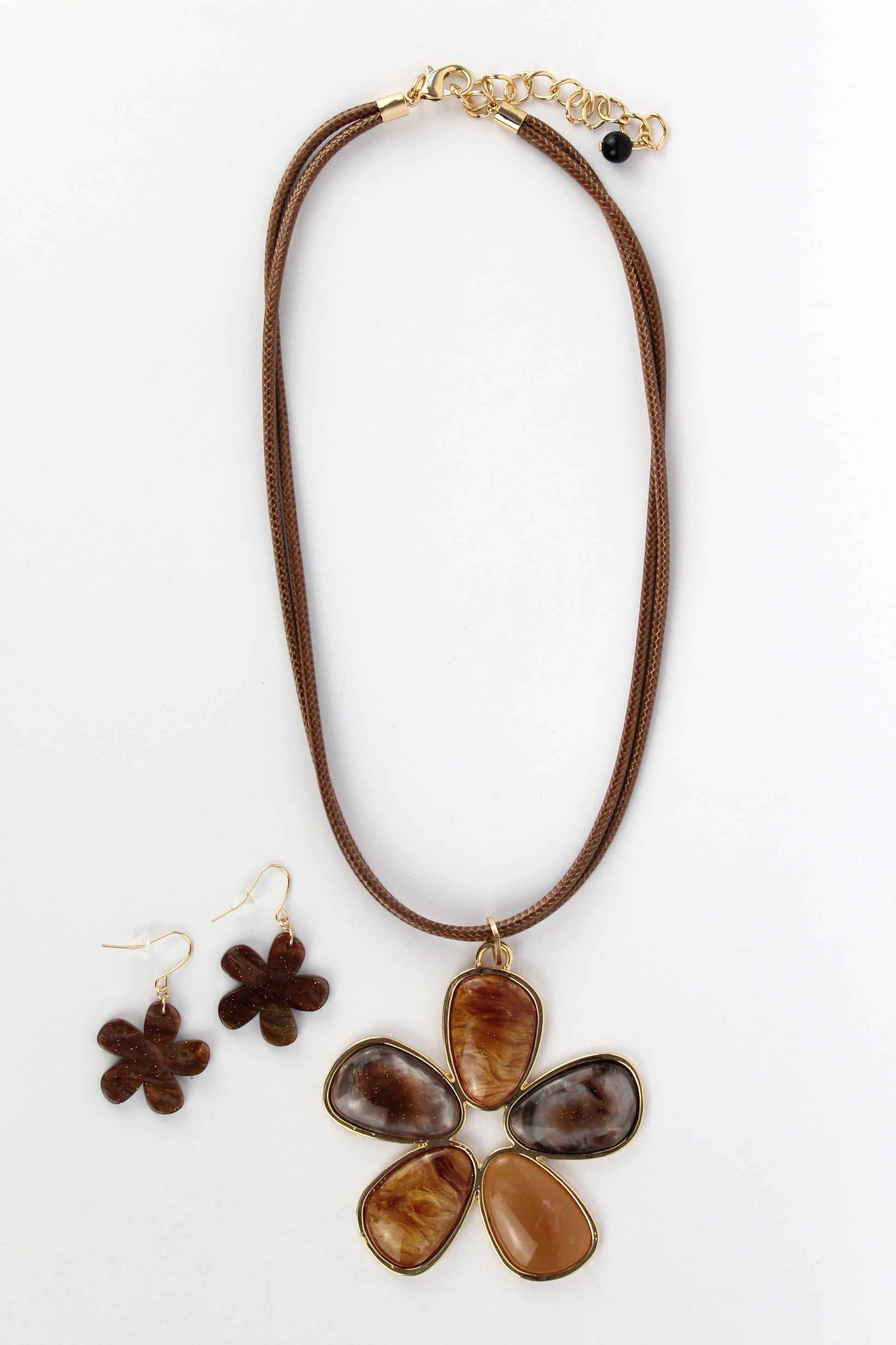 PC03 Collar cuerda flor piedra marmoleada