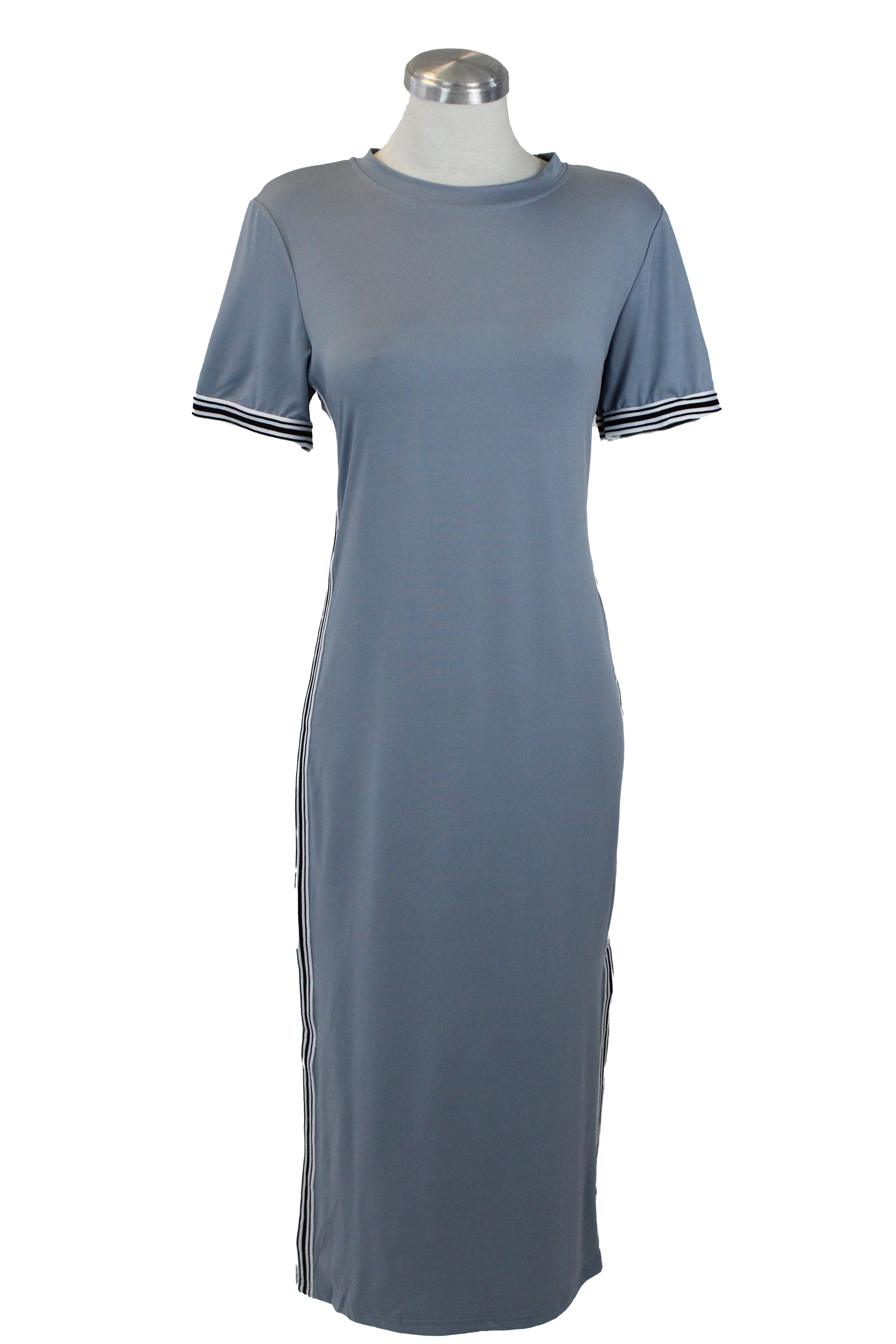 SK116 Vestido Fresco Largo Líneas Verticales