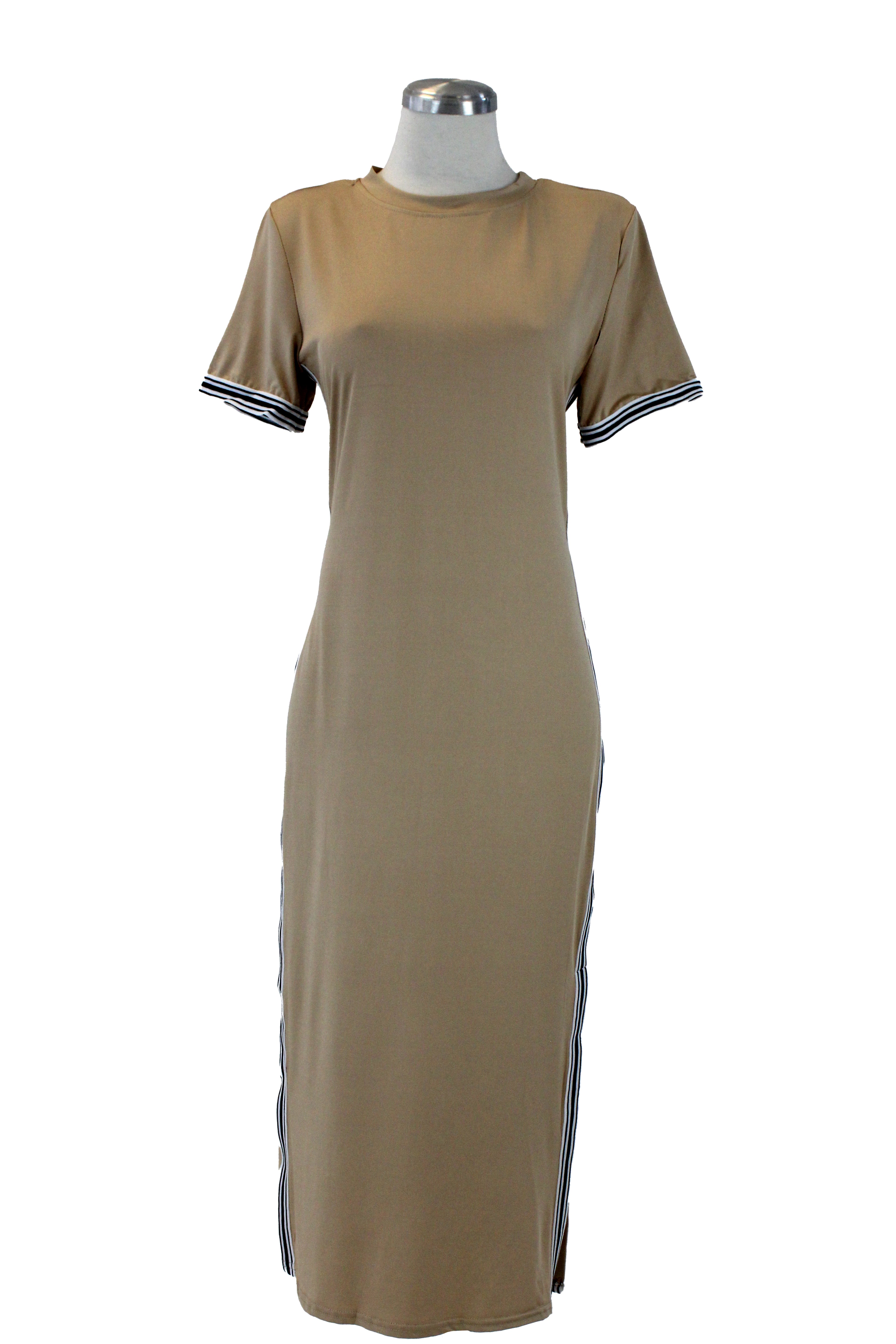 SK116 Vestido Fresco Largo Líneas Verticales