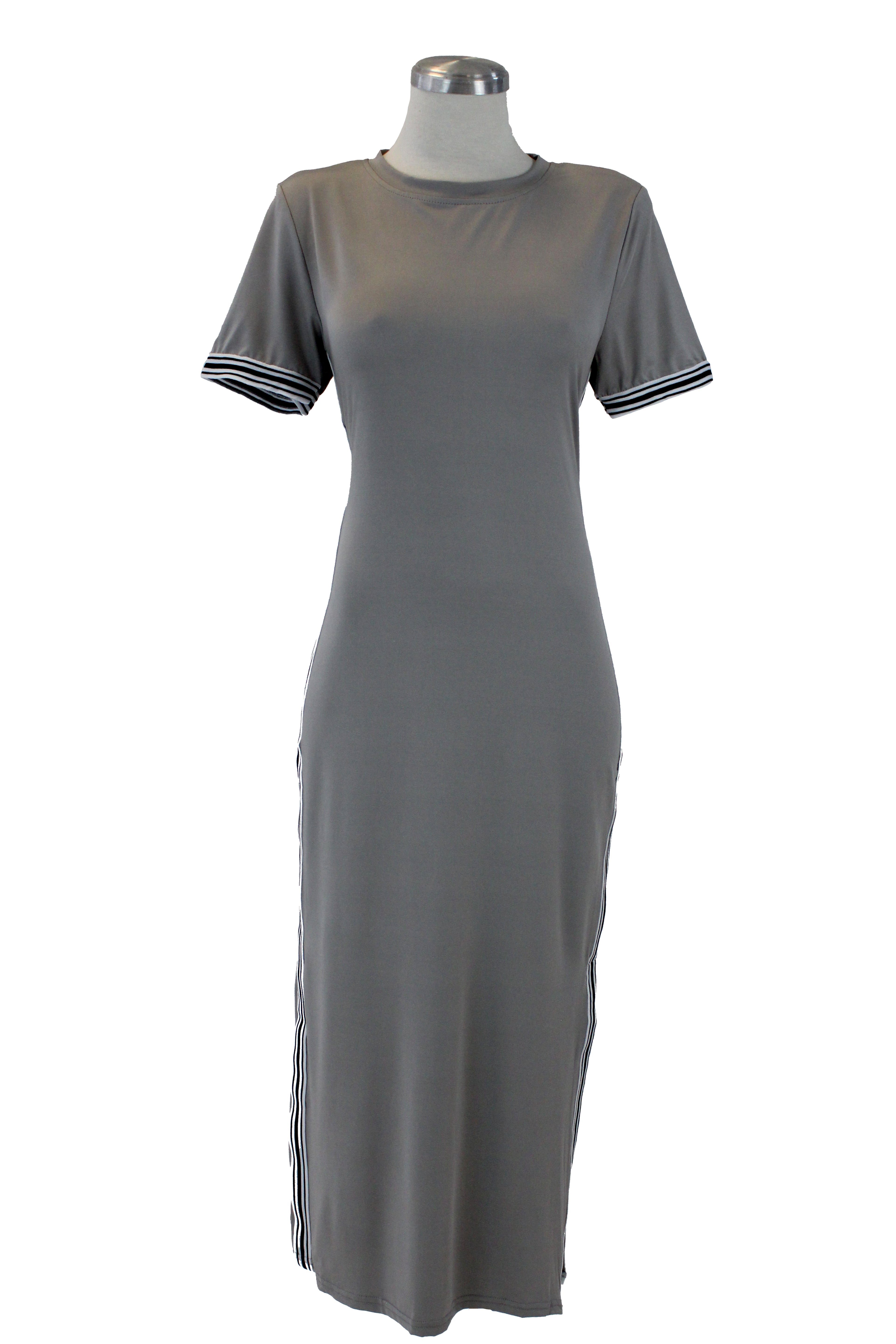 SK116 Vestido Fresco Largo Líneas Verticales