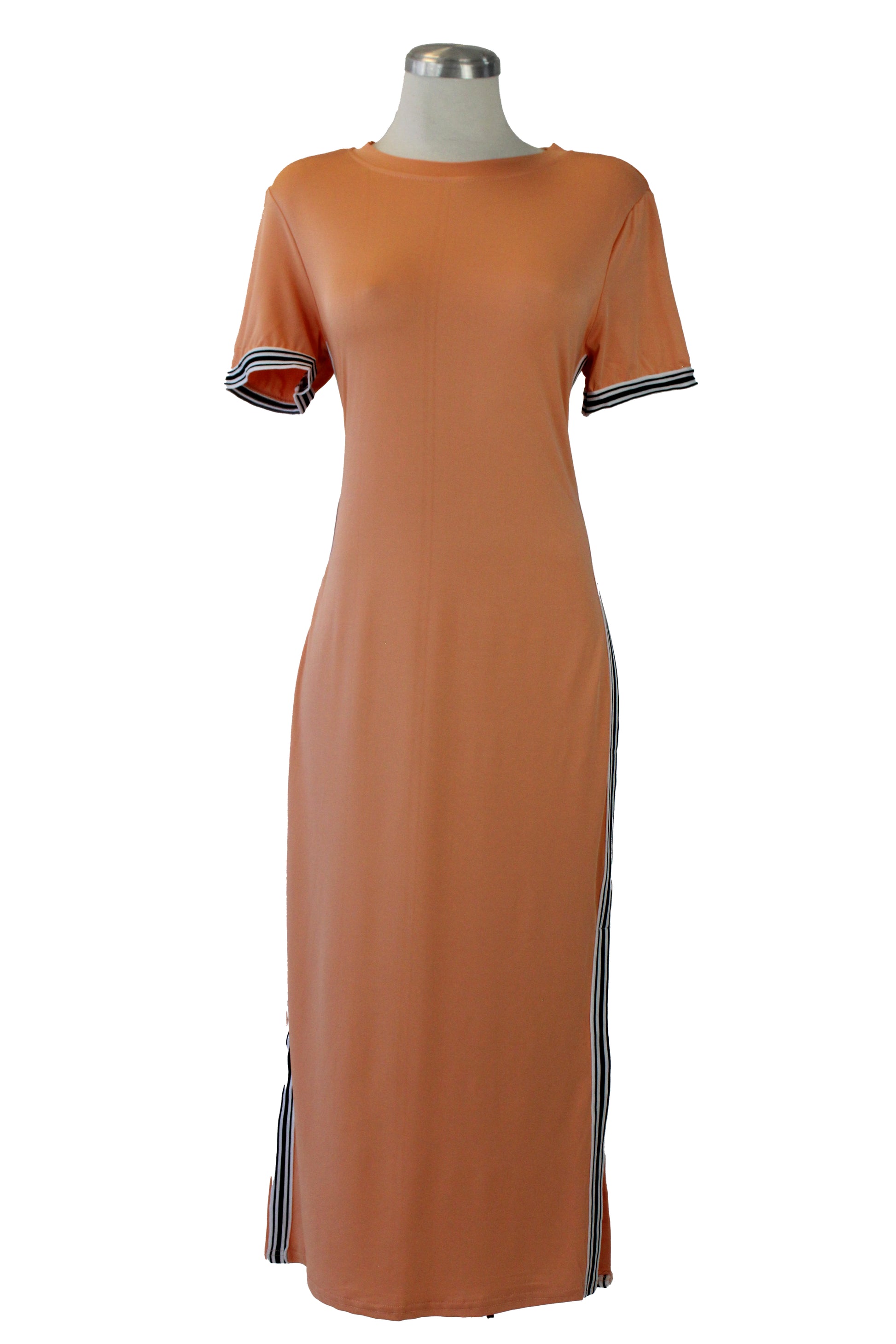 SK116 Vestido Fresco Largo Líneas Verticales