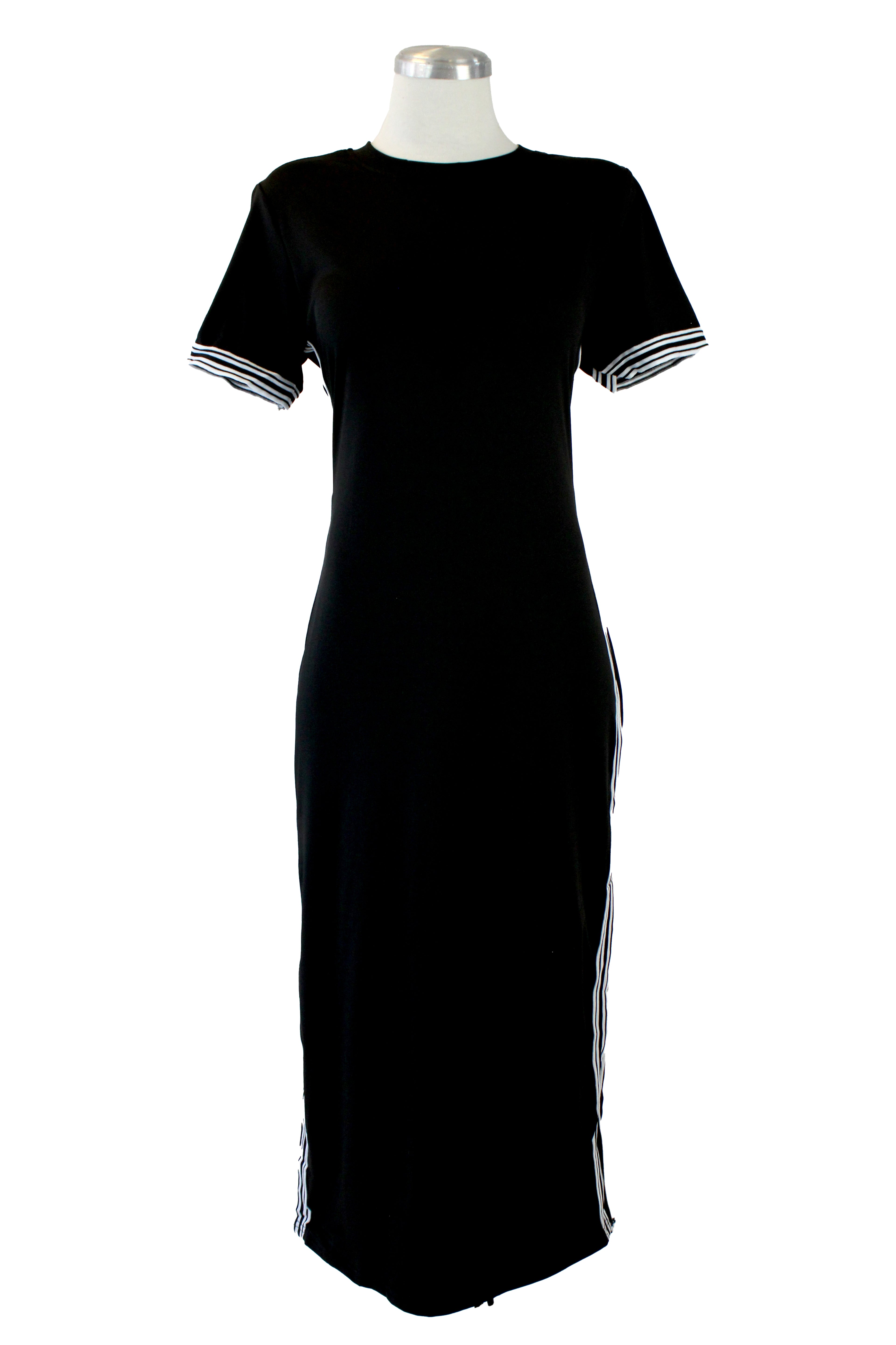 SK116 Vestido Fresco Largo Líneas Verticales