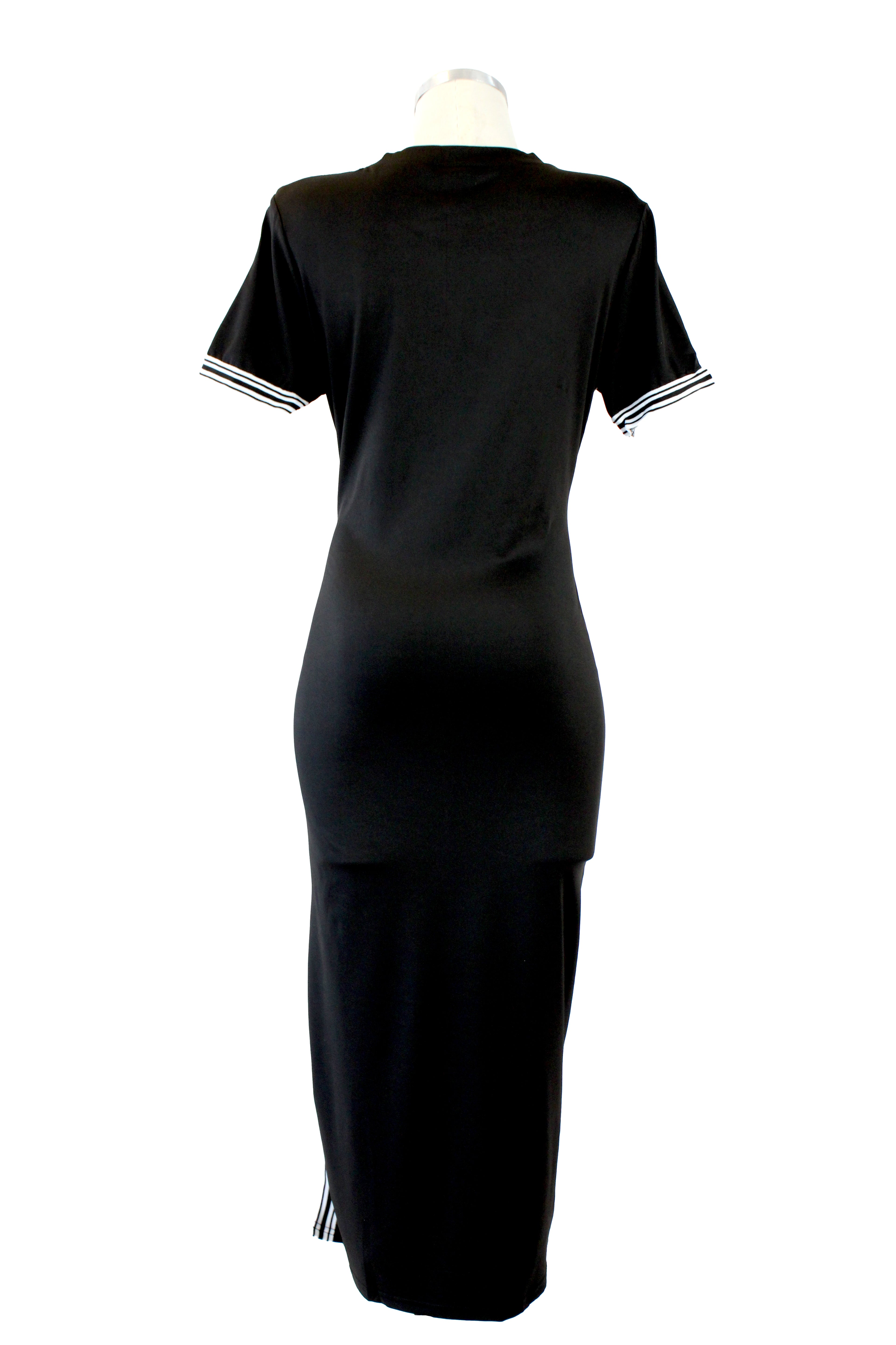 SK116 Vestido Fresco Largo Líneas Verticales