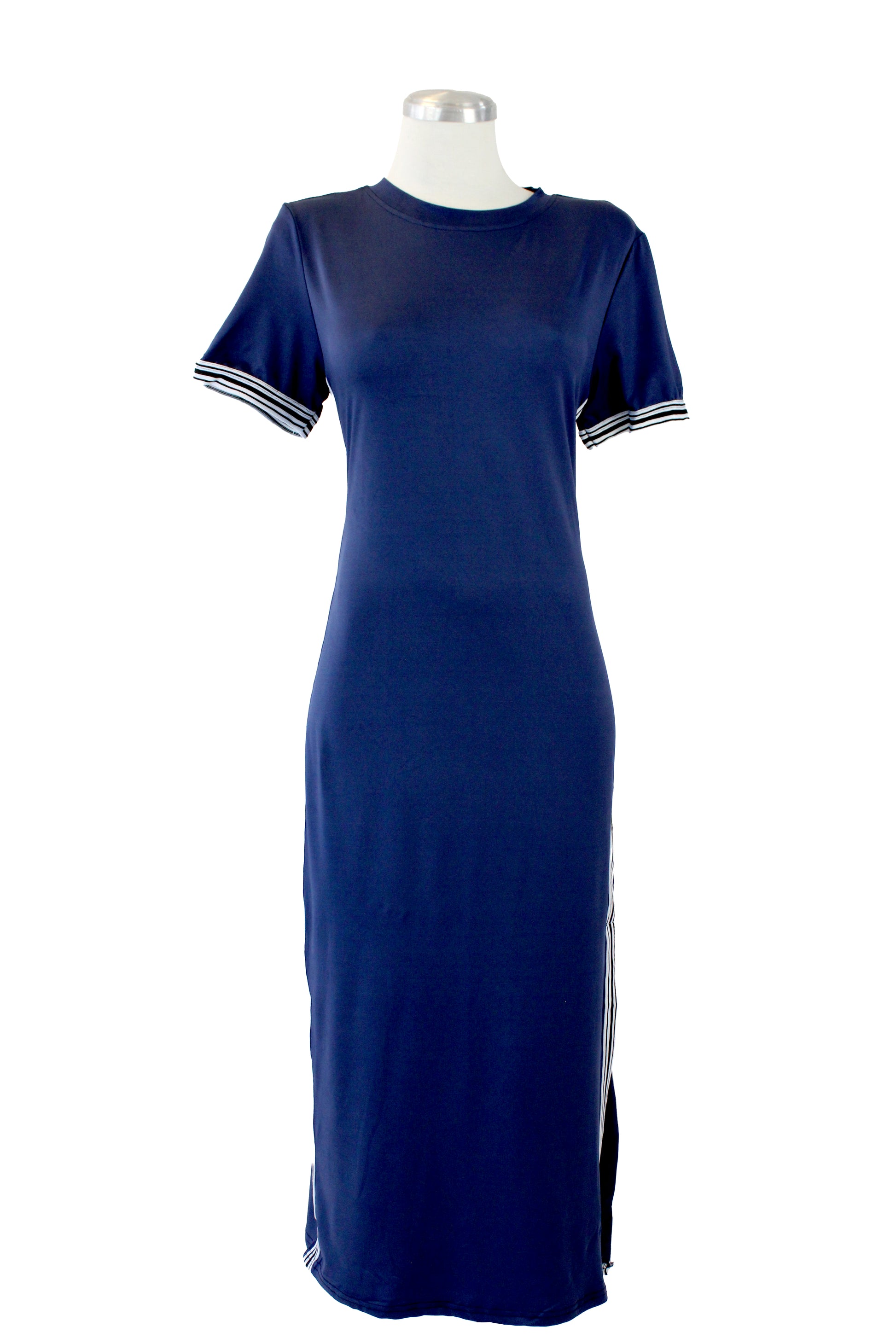 SK116 Vestido Fresco Largo Líneas Verticales