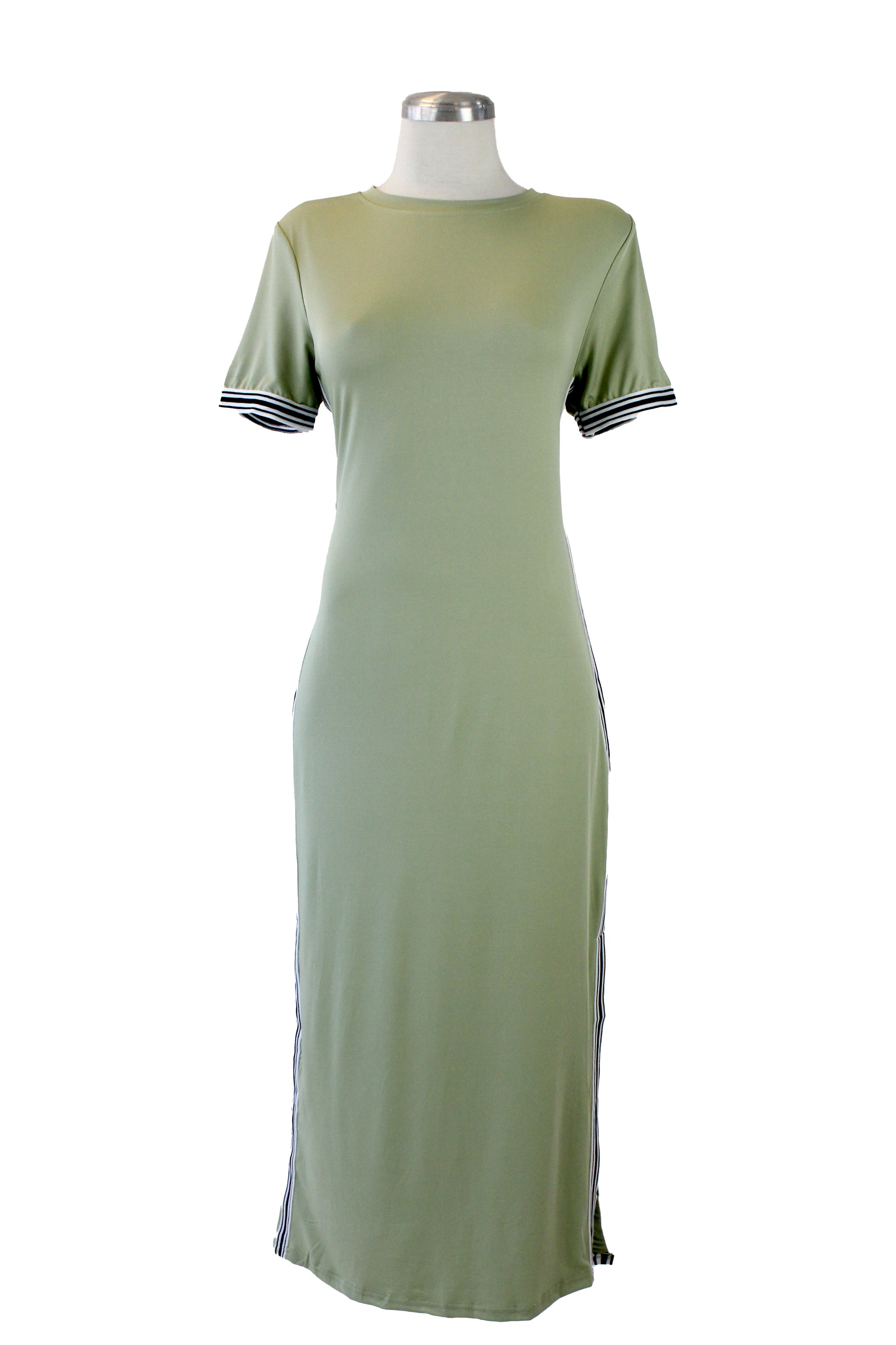 SK116 Vestido Fresco Largo Líneas Verticales