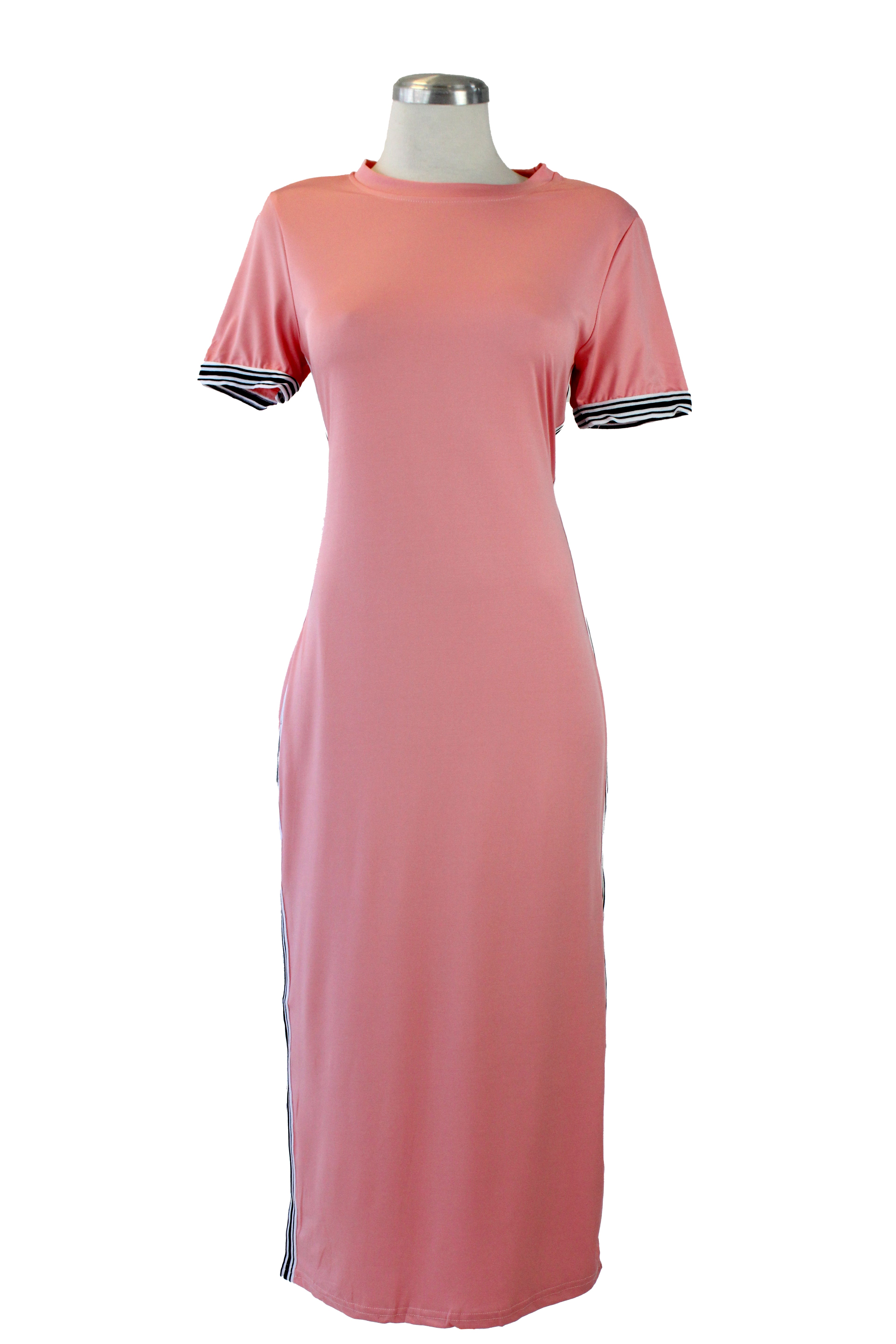 SK116 Vestido Fresco Largo Líneas Verticales