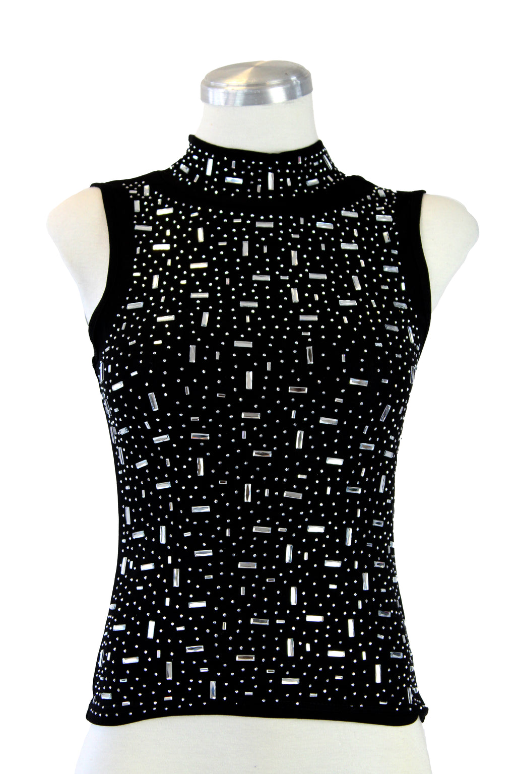 M5265 Blusa Sin Manga Piedras Efecto Holográfico