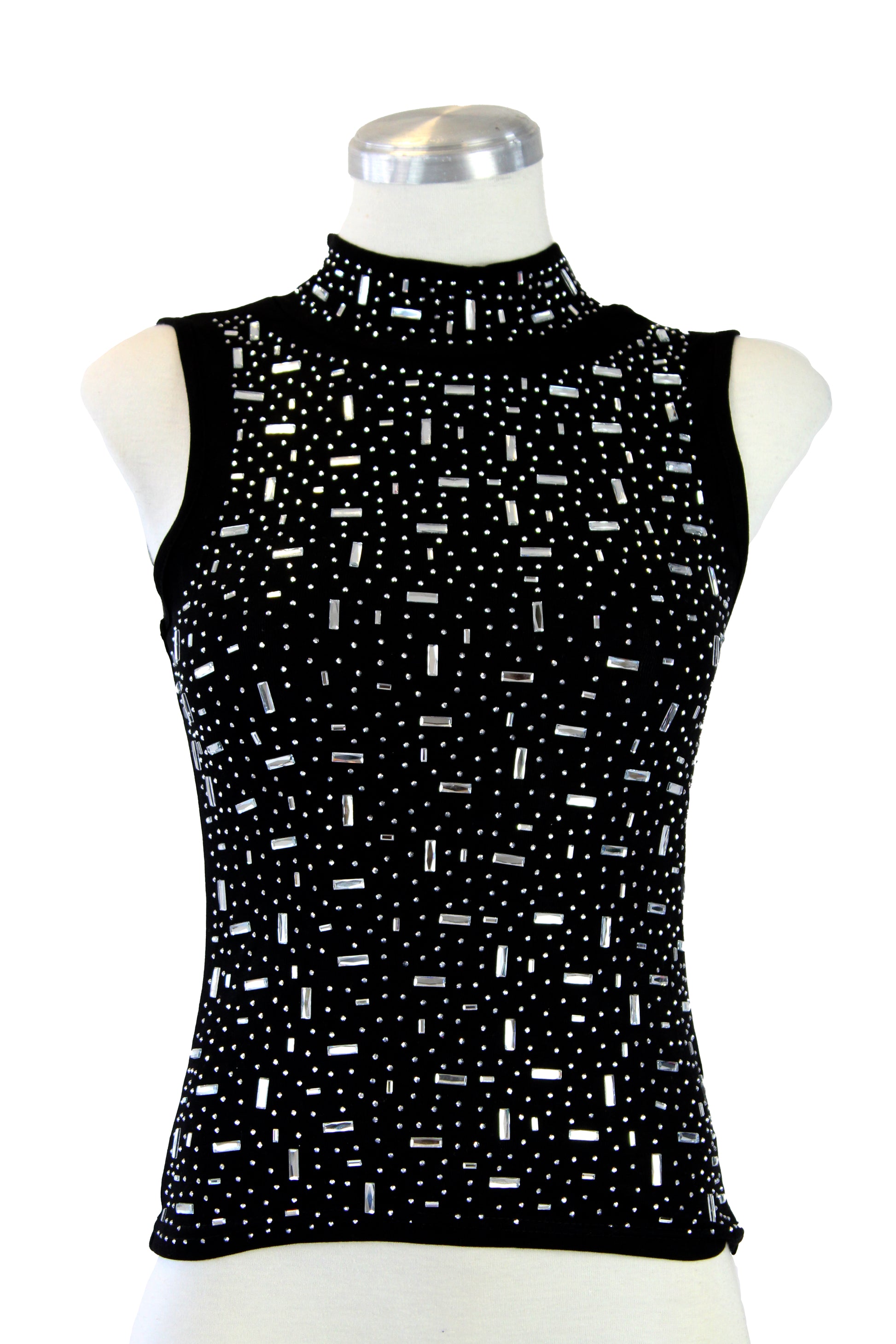 M5265 Blusa Sin Manga Piedras Efecto Holográfico