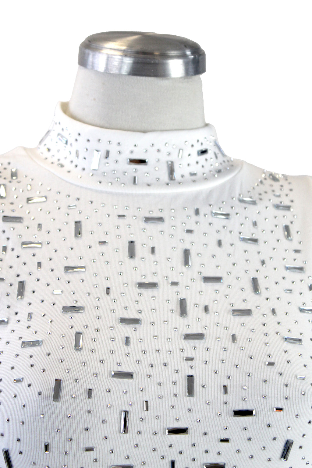 M5265 Blusa Sin Manga Piedras Efecto Holográfico