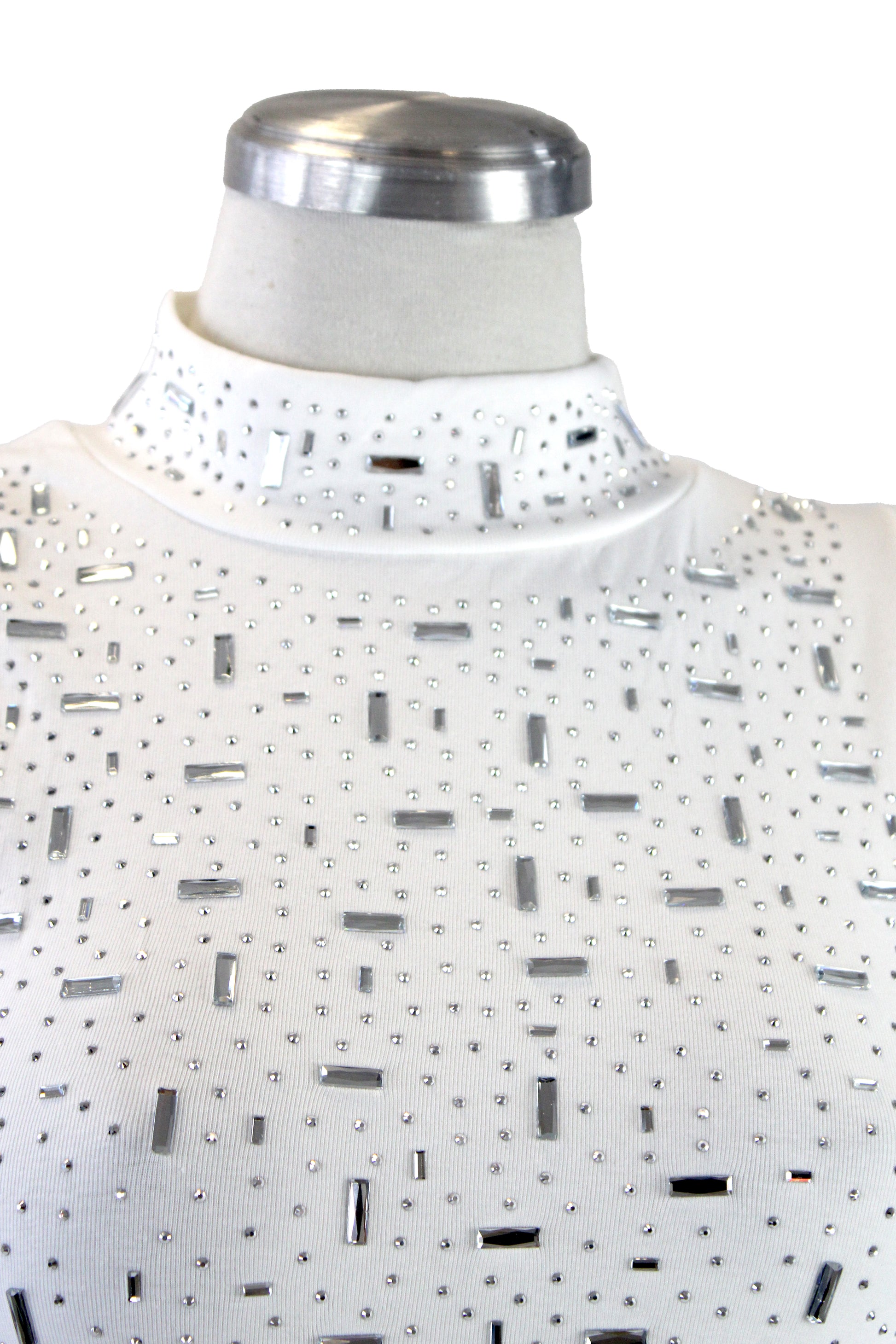 M5265 Blusa Sin Manga Piedras Efecto Holográfico