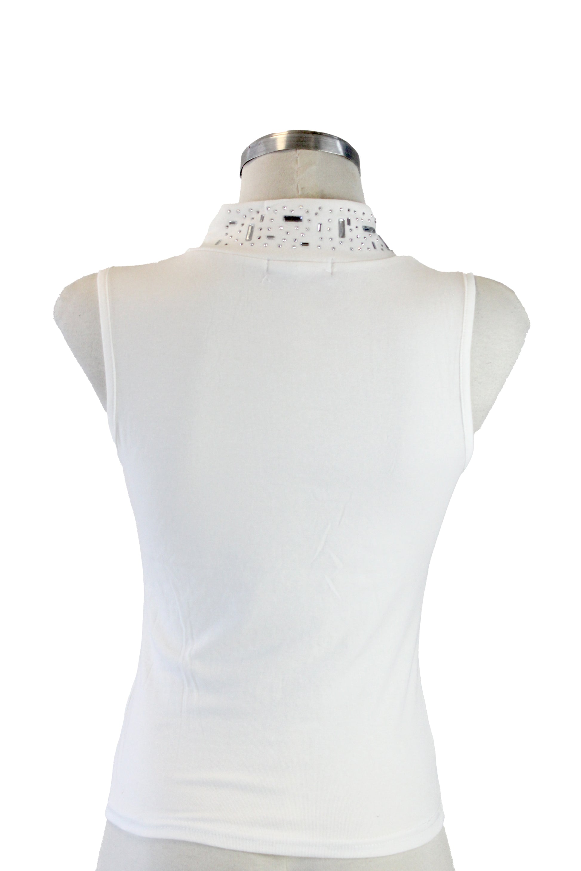 M5265 Blusa Sin Manga Piedras Efecto Holográfico