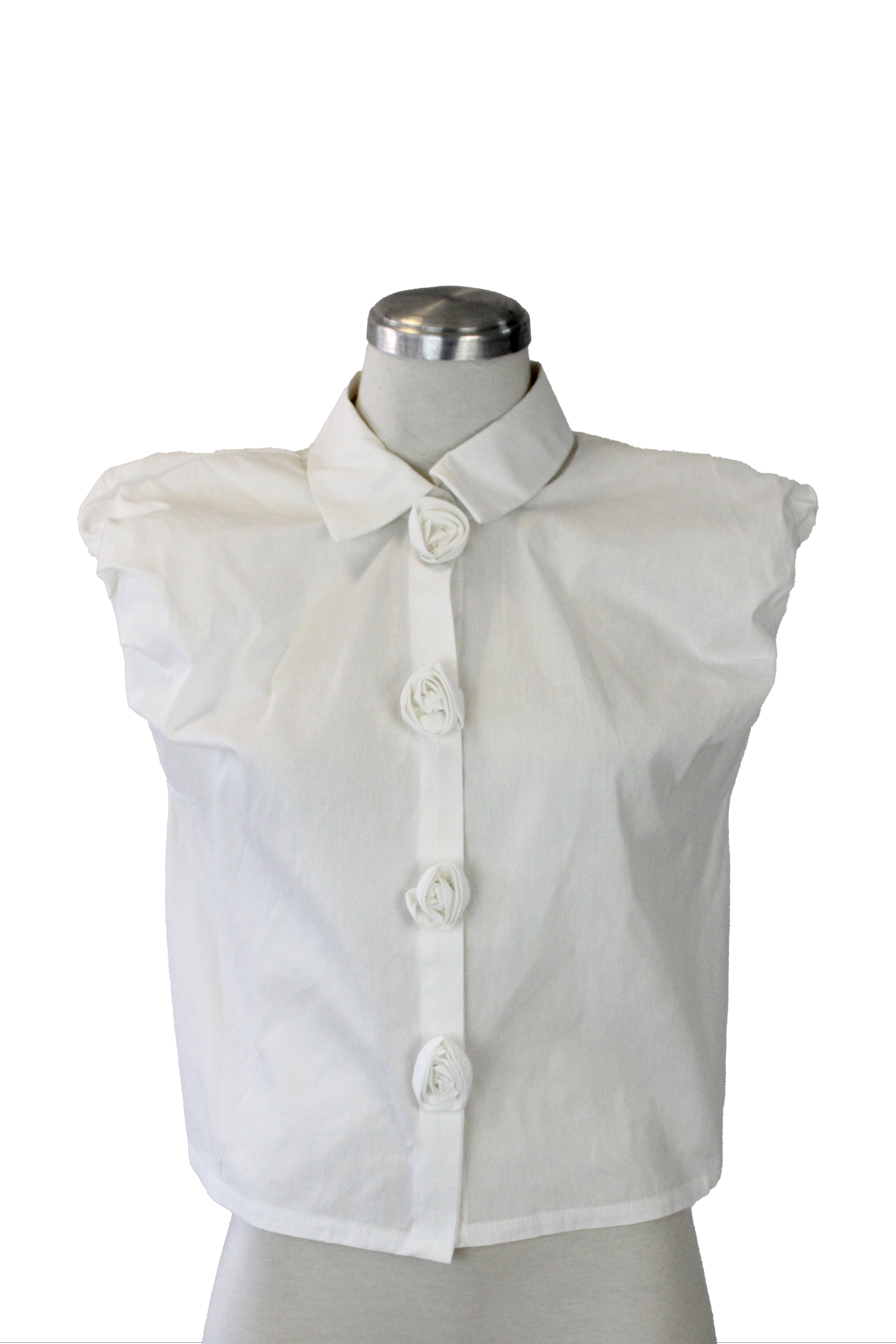 G250910J Camisa Sin Manga Botones de Tela Flor