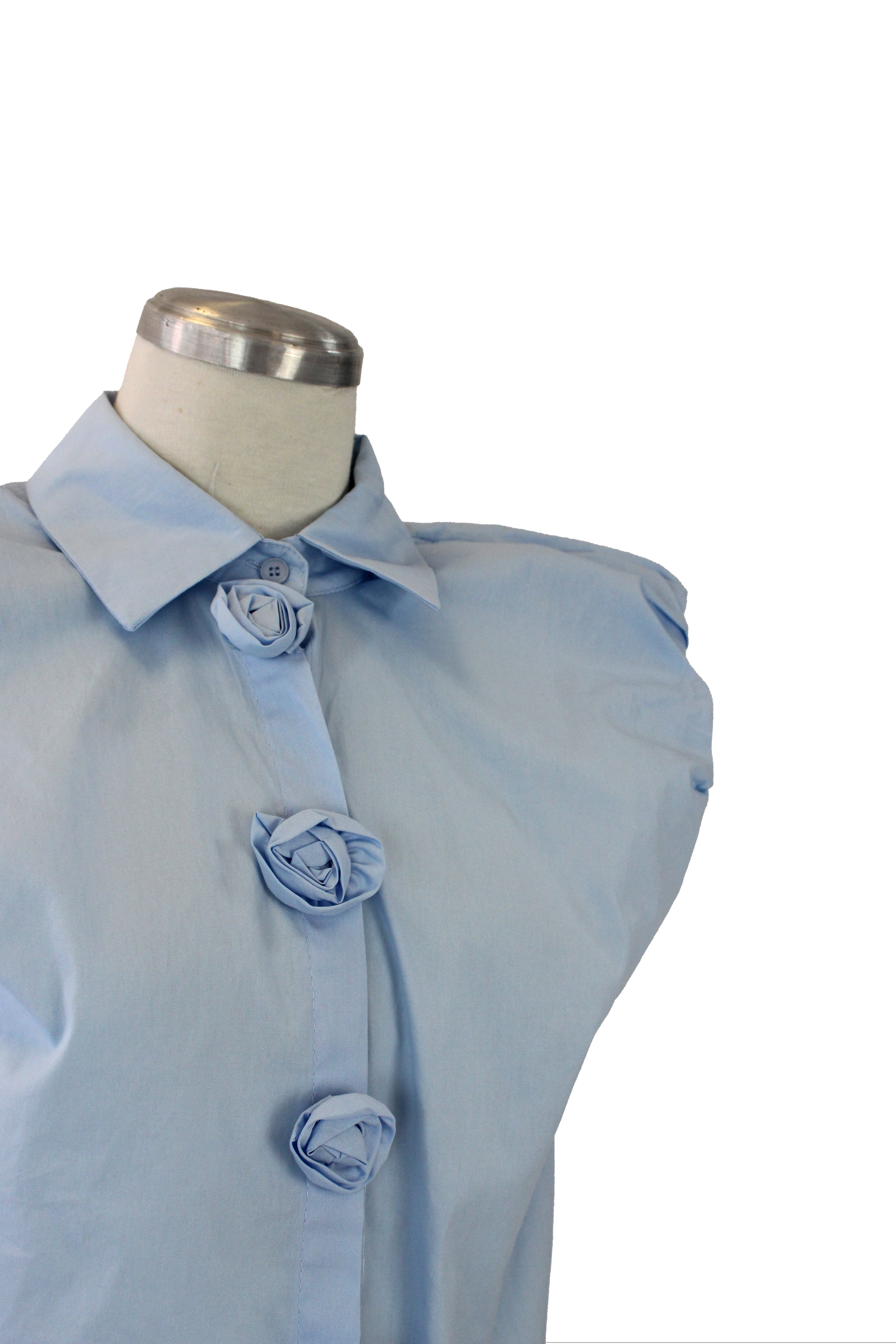 G250910J Camisa Sin Manga Botones de Tela Flor