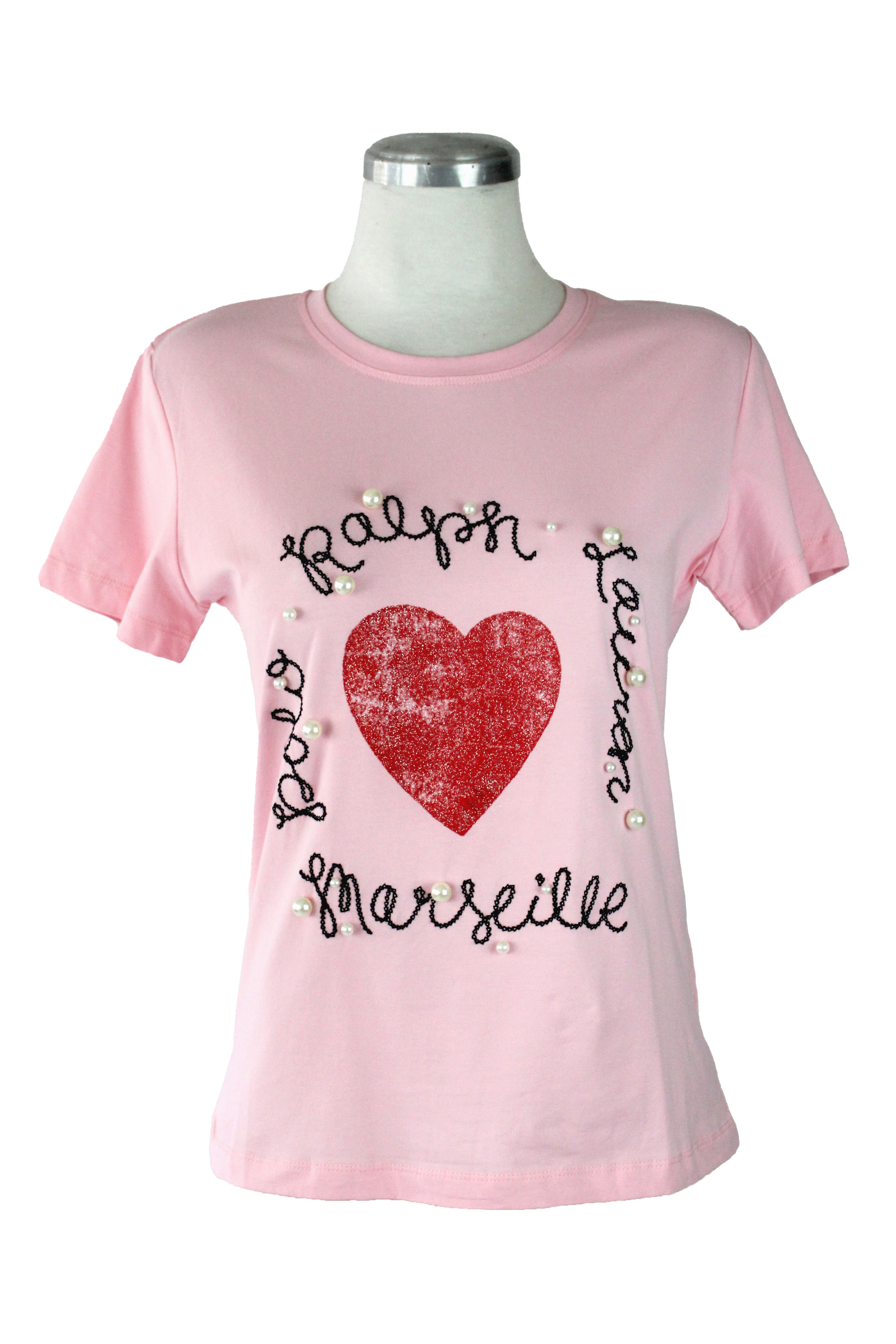 M5539 Blusa Con Bordado Y Corazón Central Efecto Brillo