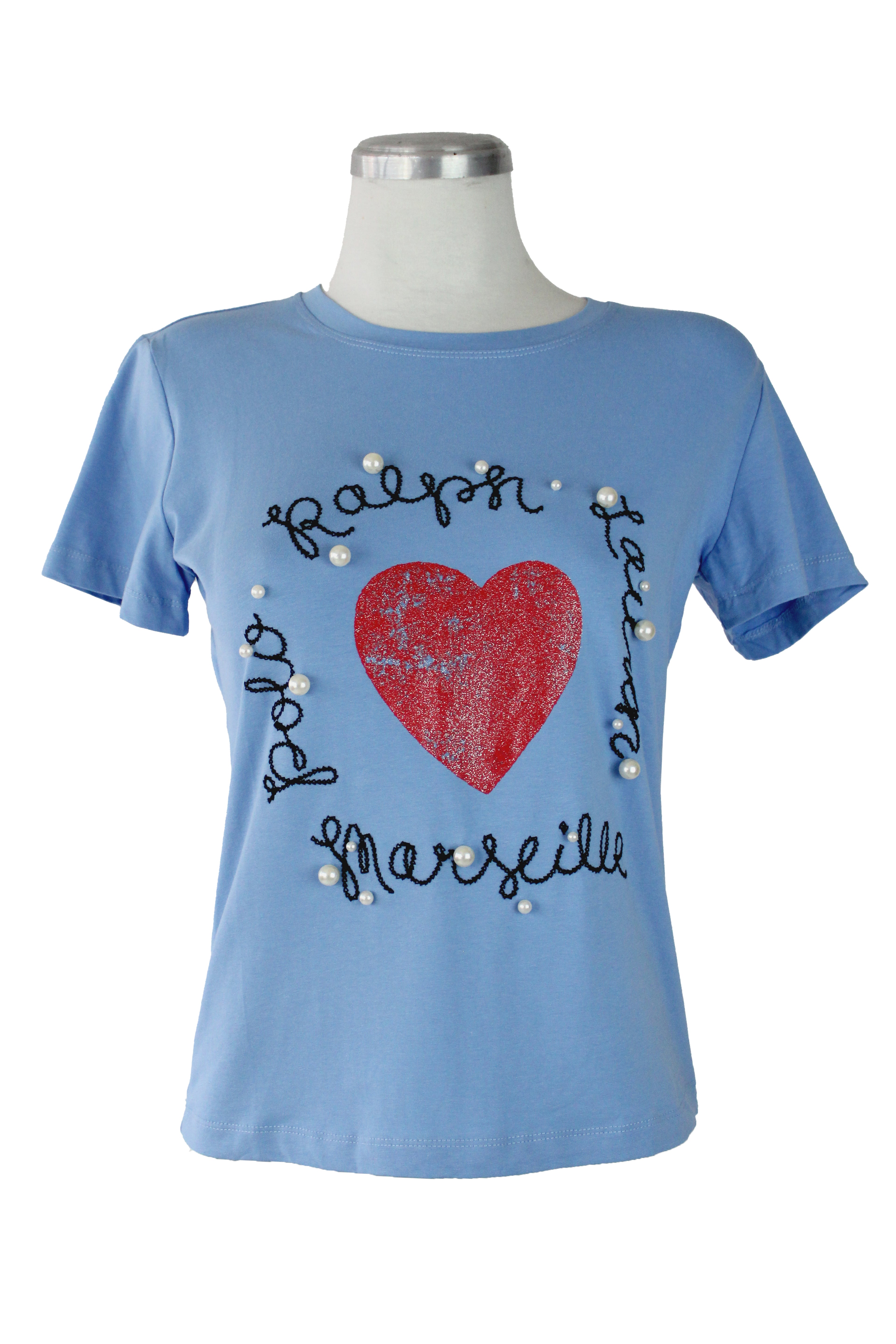 M5539 Blusa Con Bordado Y Corazón Central Efecto Brillo