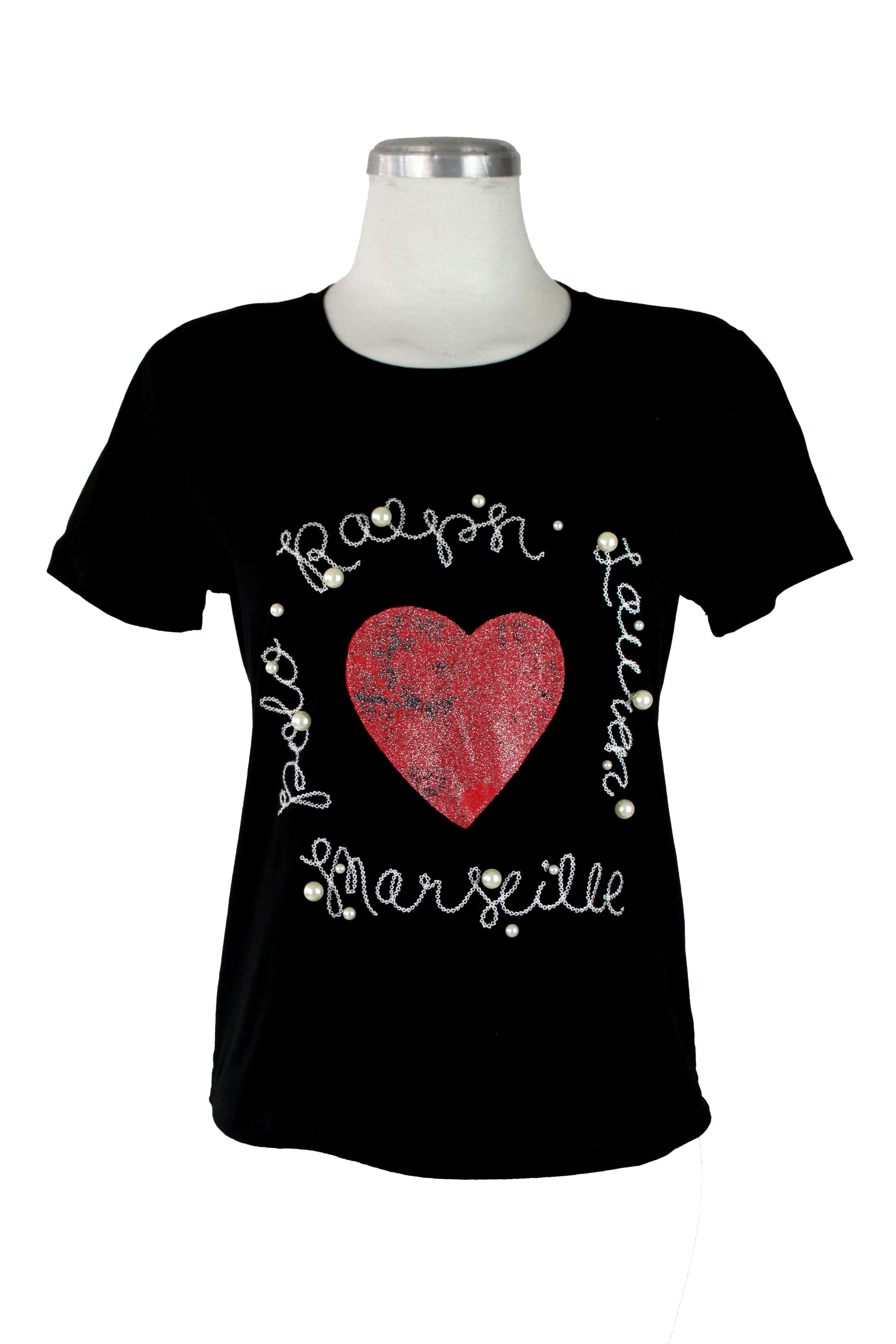 M5539 Blusa Con Bordado Y Corazón Central Efecto Brillo