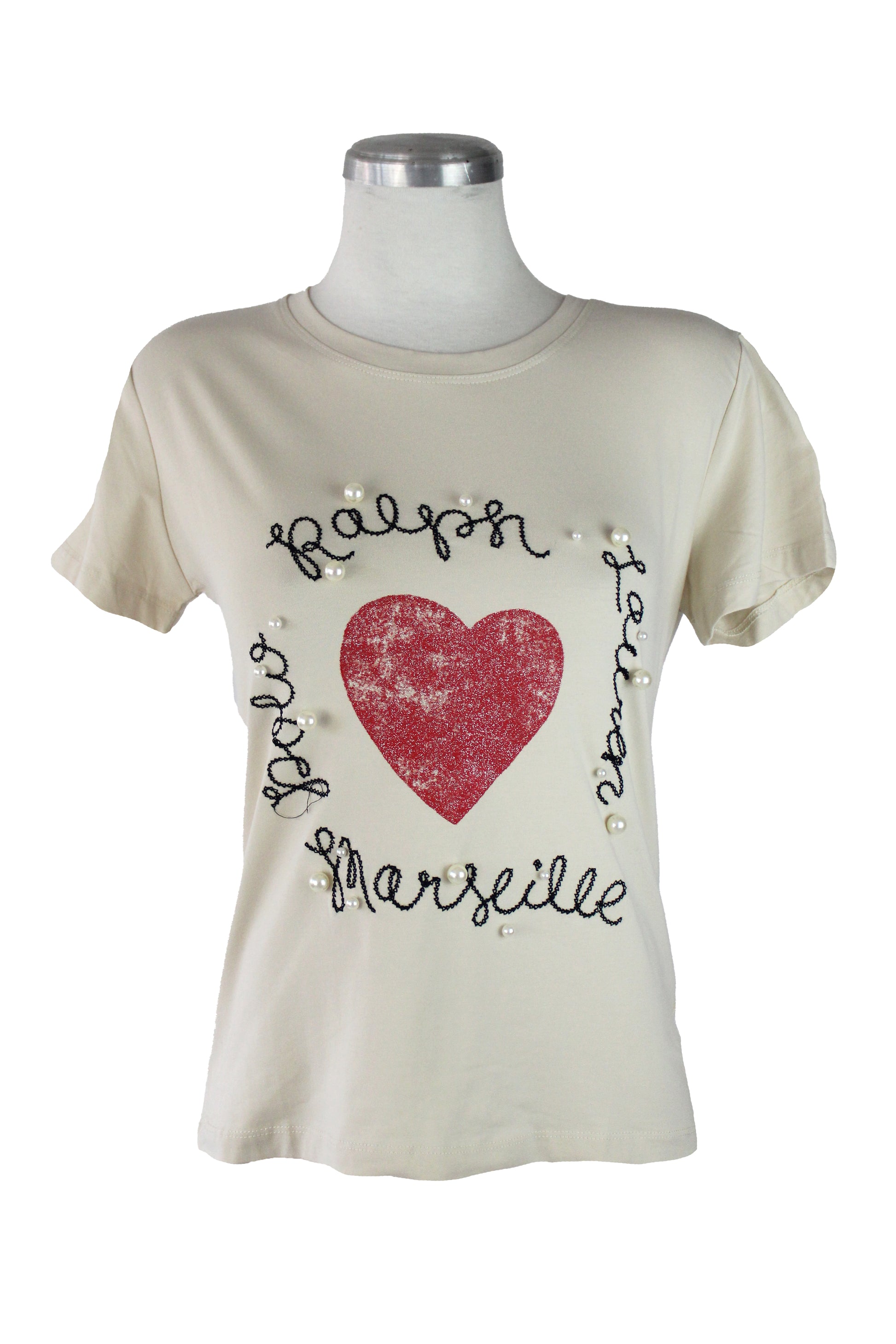 M5539 Blusa Con Bordado Y Corazón Central Efecto Brillo