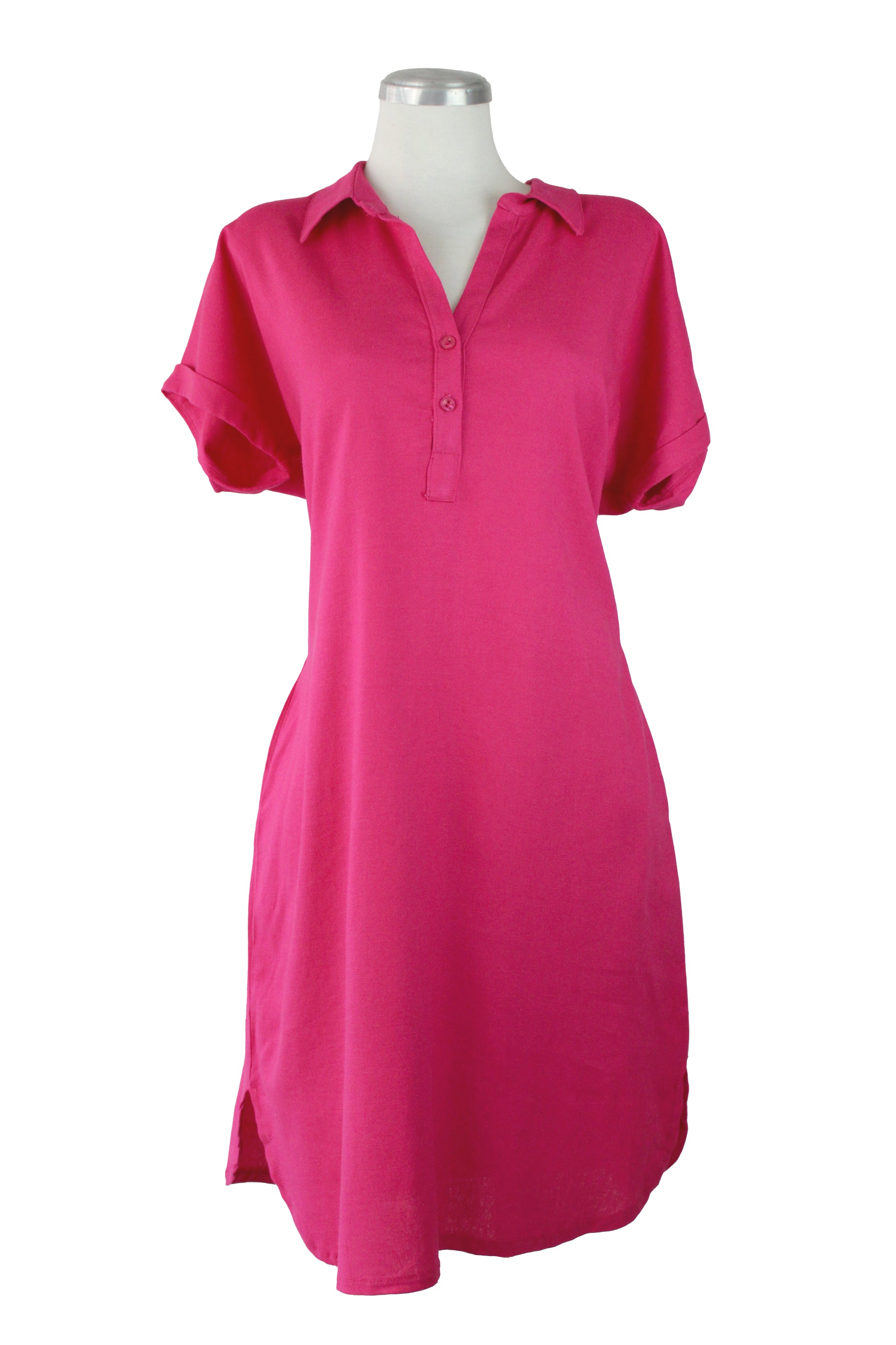 12603 Vestido Fiusha Arremangado Corto