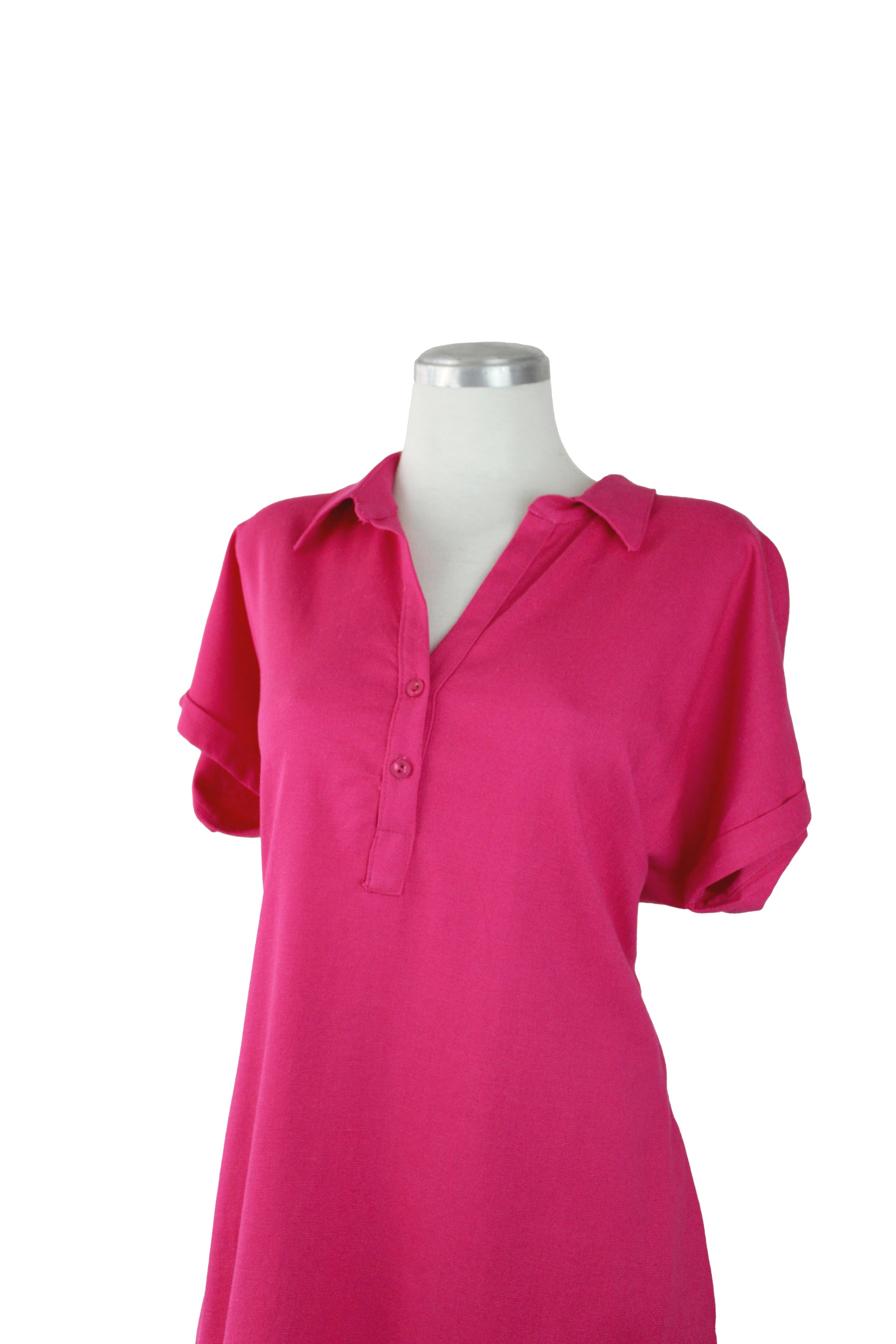 12603 Vestido Fiusha Arremangado Corto