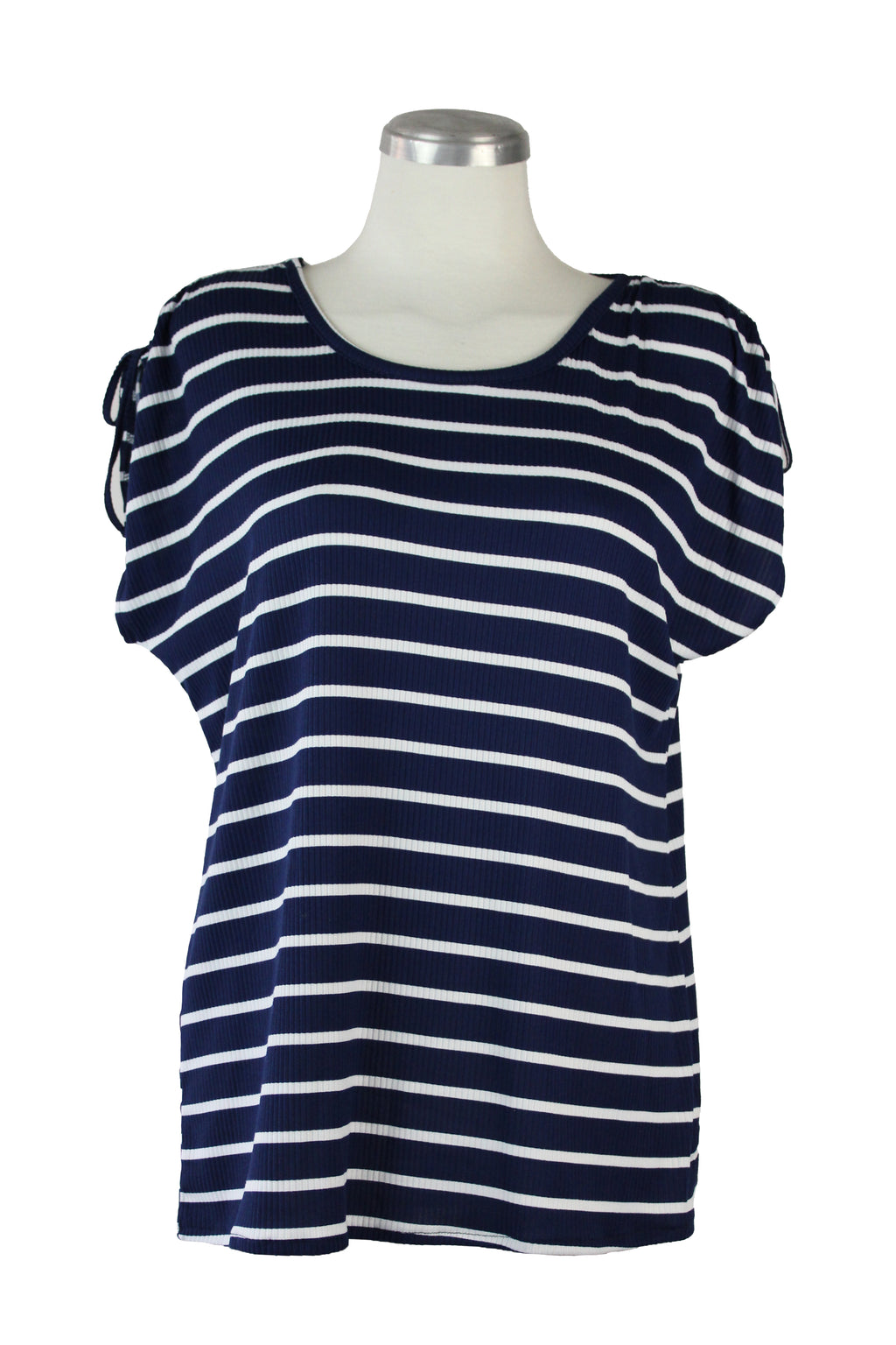 4229 Blusa Cordon Blue Rayas Manga Con Jareta