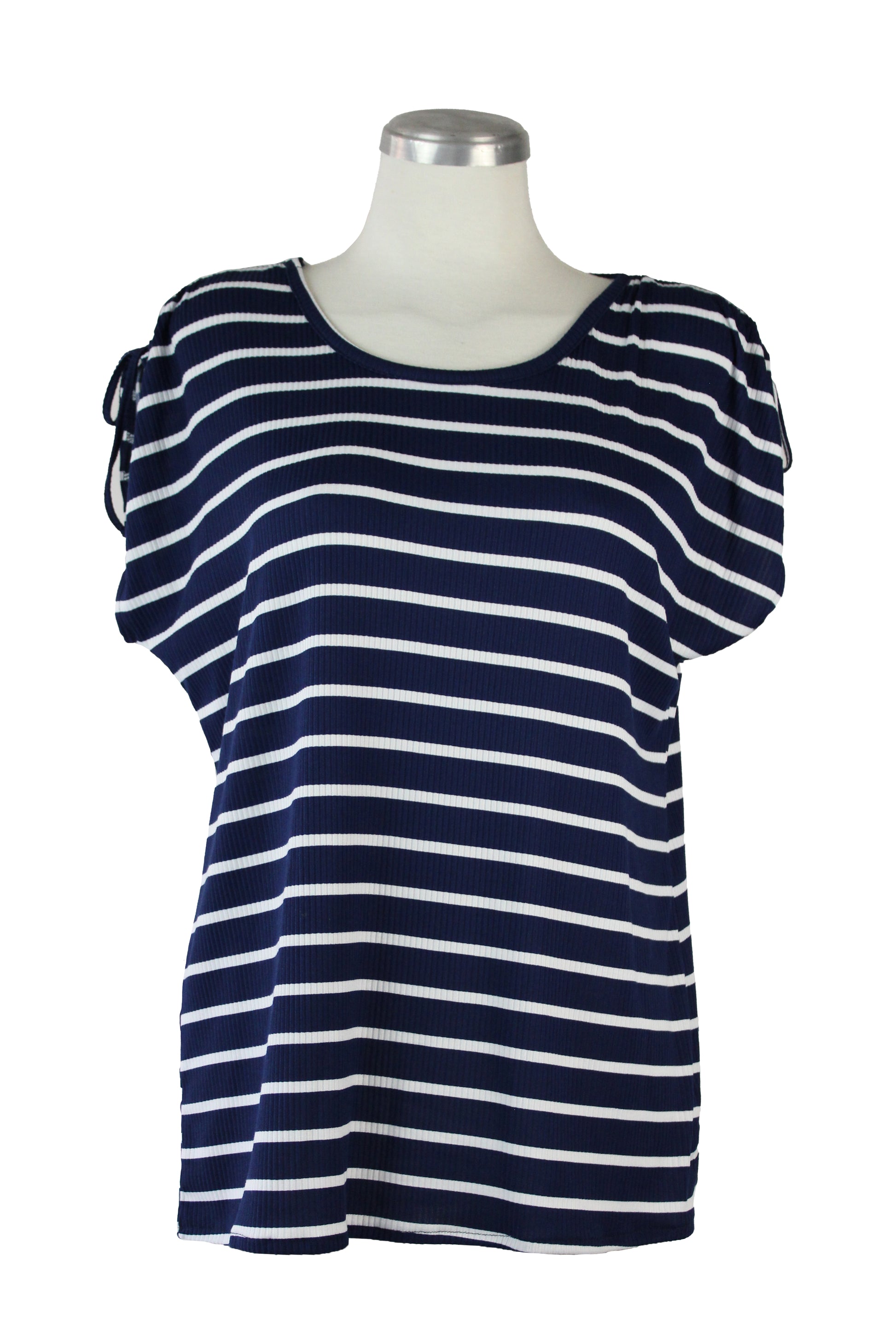4229 Blusa Cordon Blue Rayas Manga Con Jareta