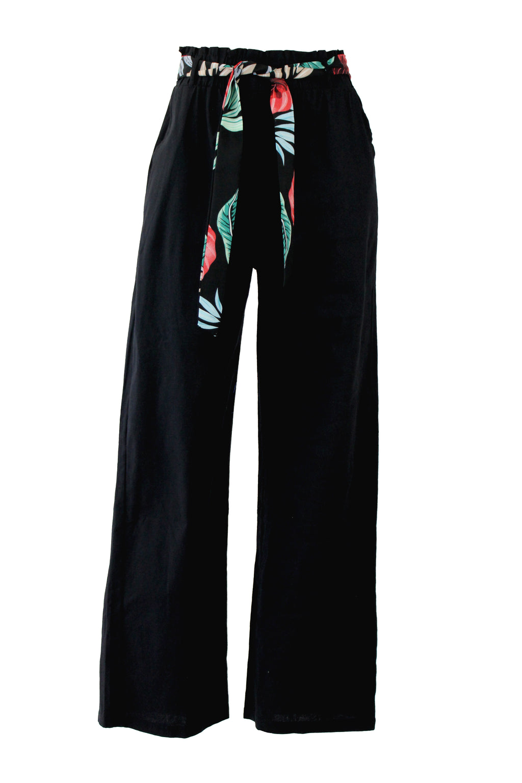 B048 Pantalón lino eslatico cinto estampado