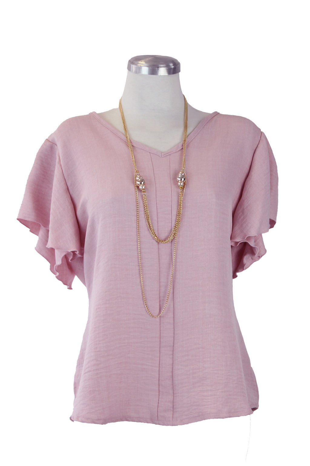 009 Blusa Cuello V Olán Lateral C/Collar Dorado