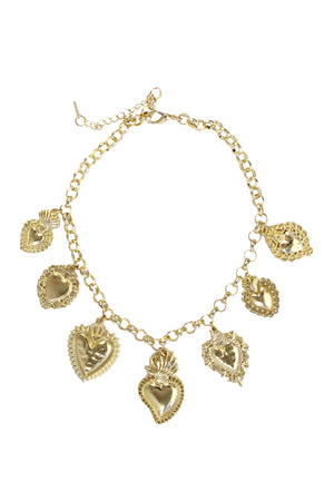 24041 Collar Dijes de Corazones Dorados