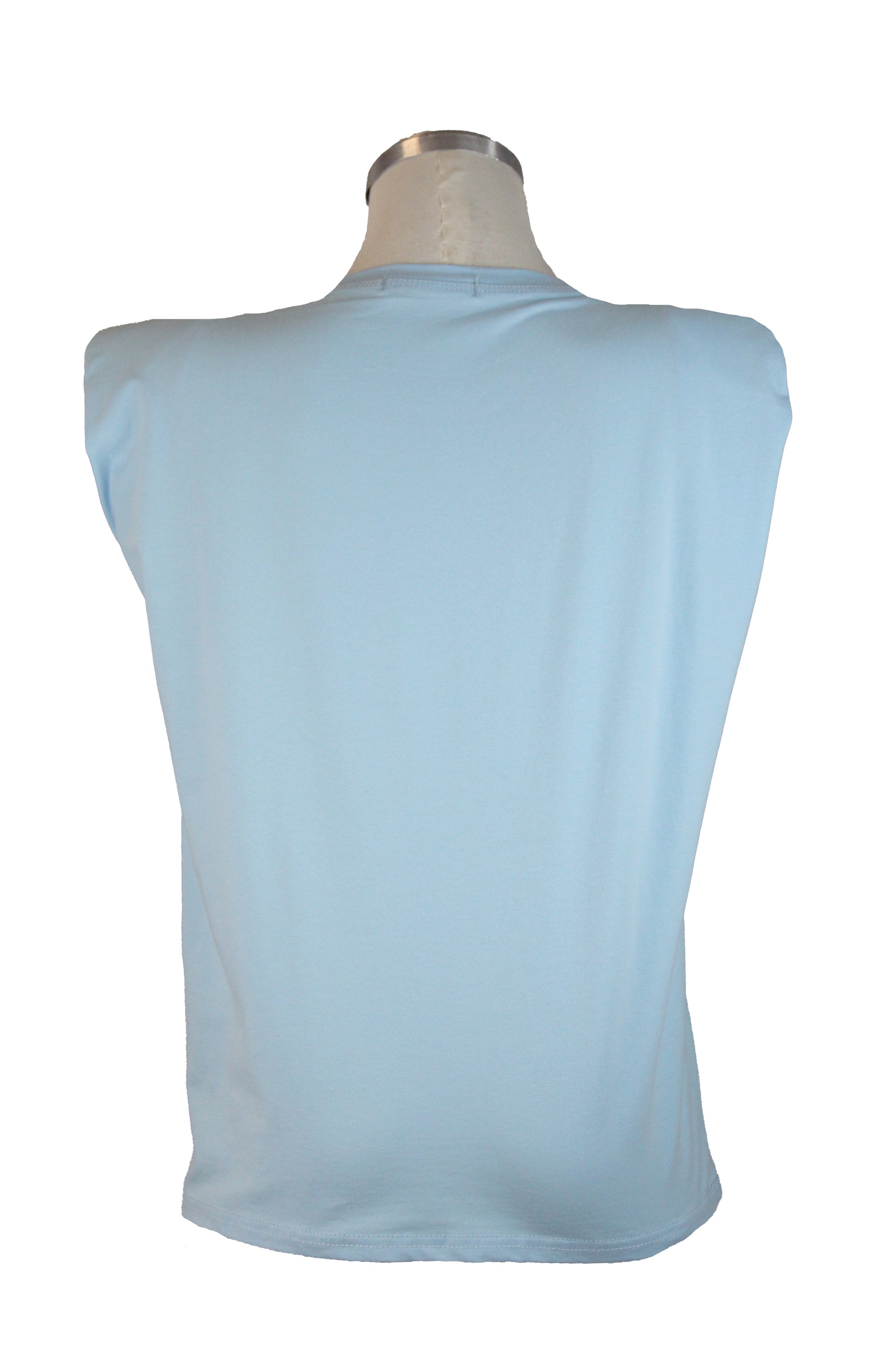 T150 Blusa Sin Manga Cuello Circular Con Joyería