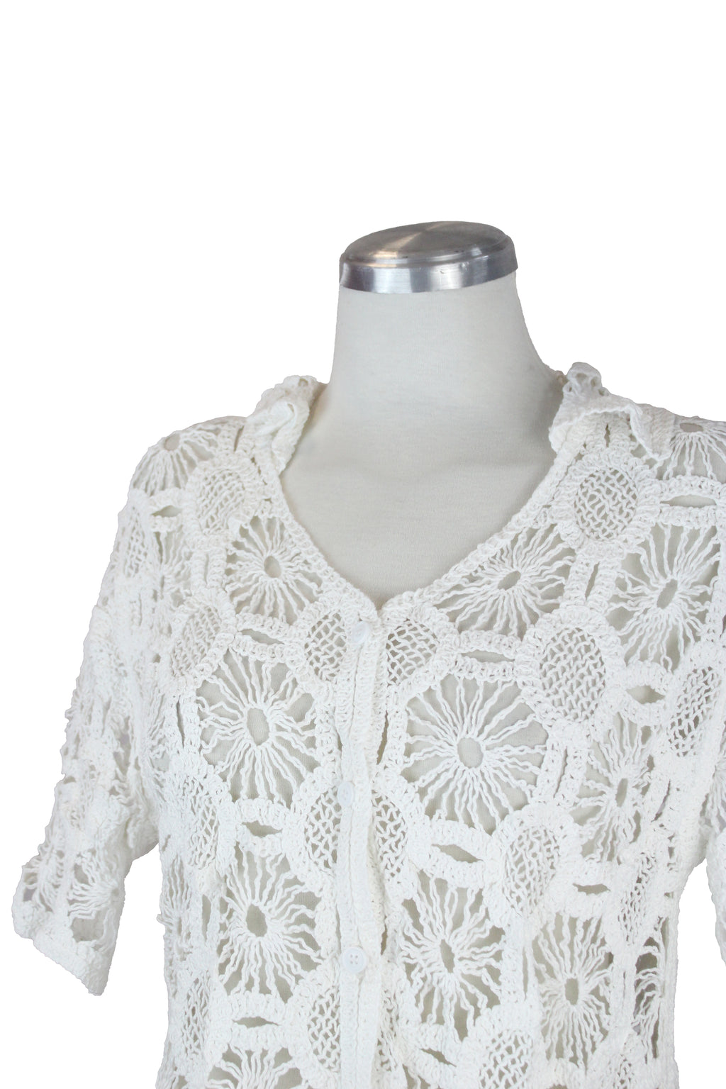 R7862 Blusa Corta Abotonada Tejida