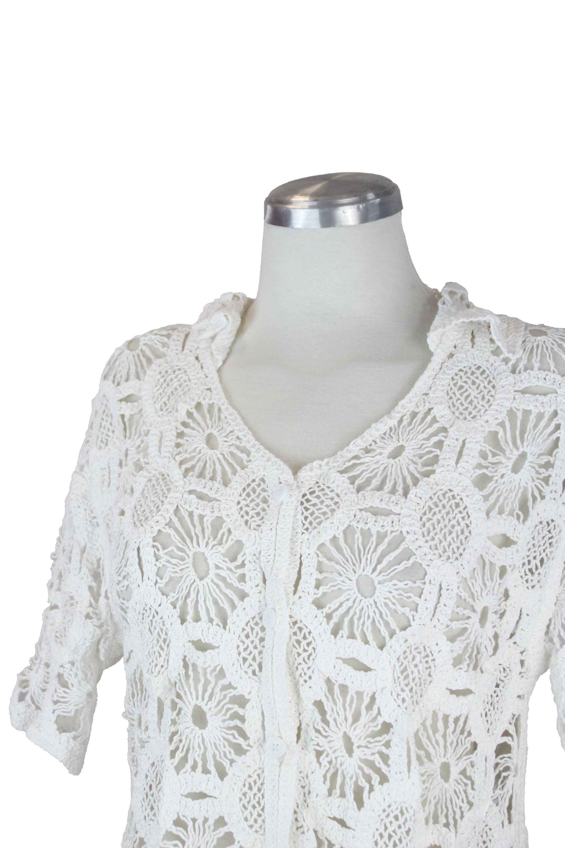 R7862 Blusa Corta Abotonada Tejida