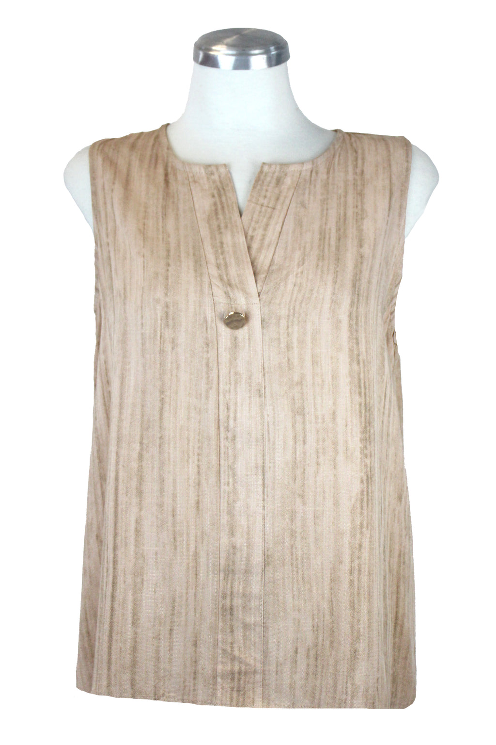 72766 Blusa Sin Manga Acanalada C/Botón Dorado